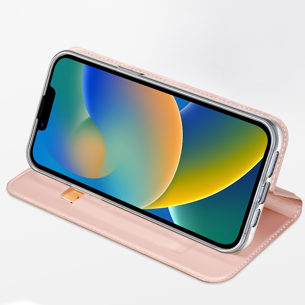 Dux Ducis Skin Pro Holster Flip Cover for iPhone 14 Plus vaaleanpunainen