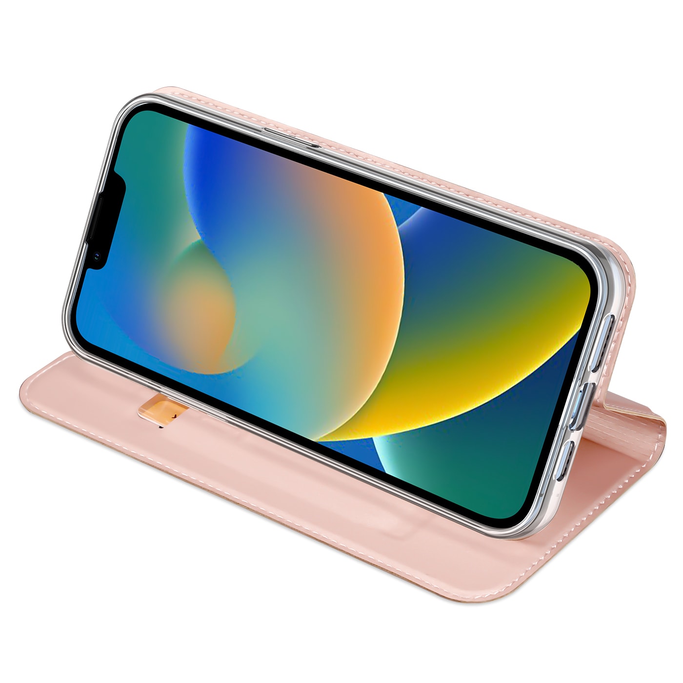 Dux Ducis Skin Pro Holster Flip Cover for iPhone 14 Plus vaaleanpunainen