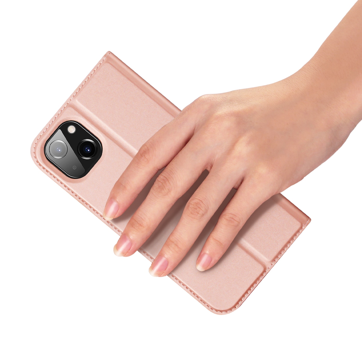 Dux Ducis Skin Pro Holster Flip Cover for iPhone 14 Plus vaaleanpunainen