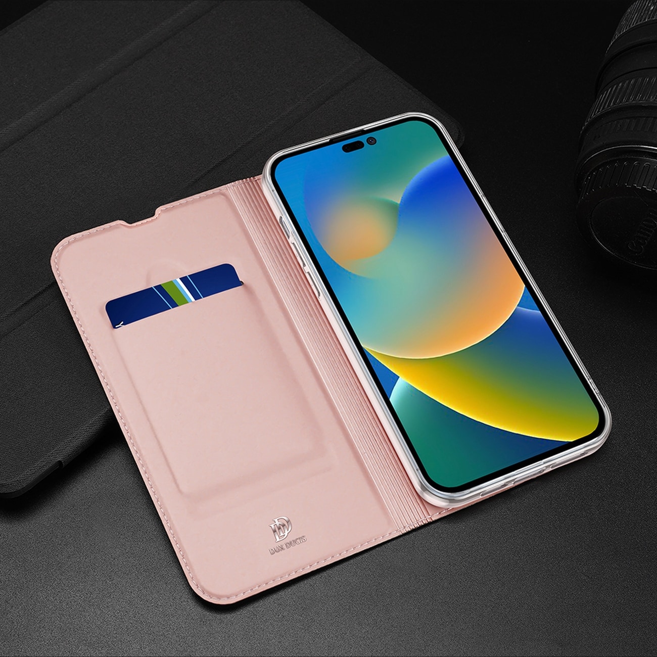 Dux Ducis Skin Pro Holster Flip Cover for iPhone 14 Pro kultainen