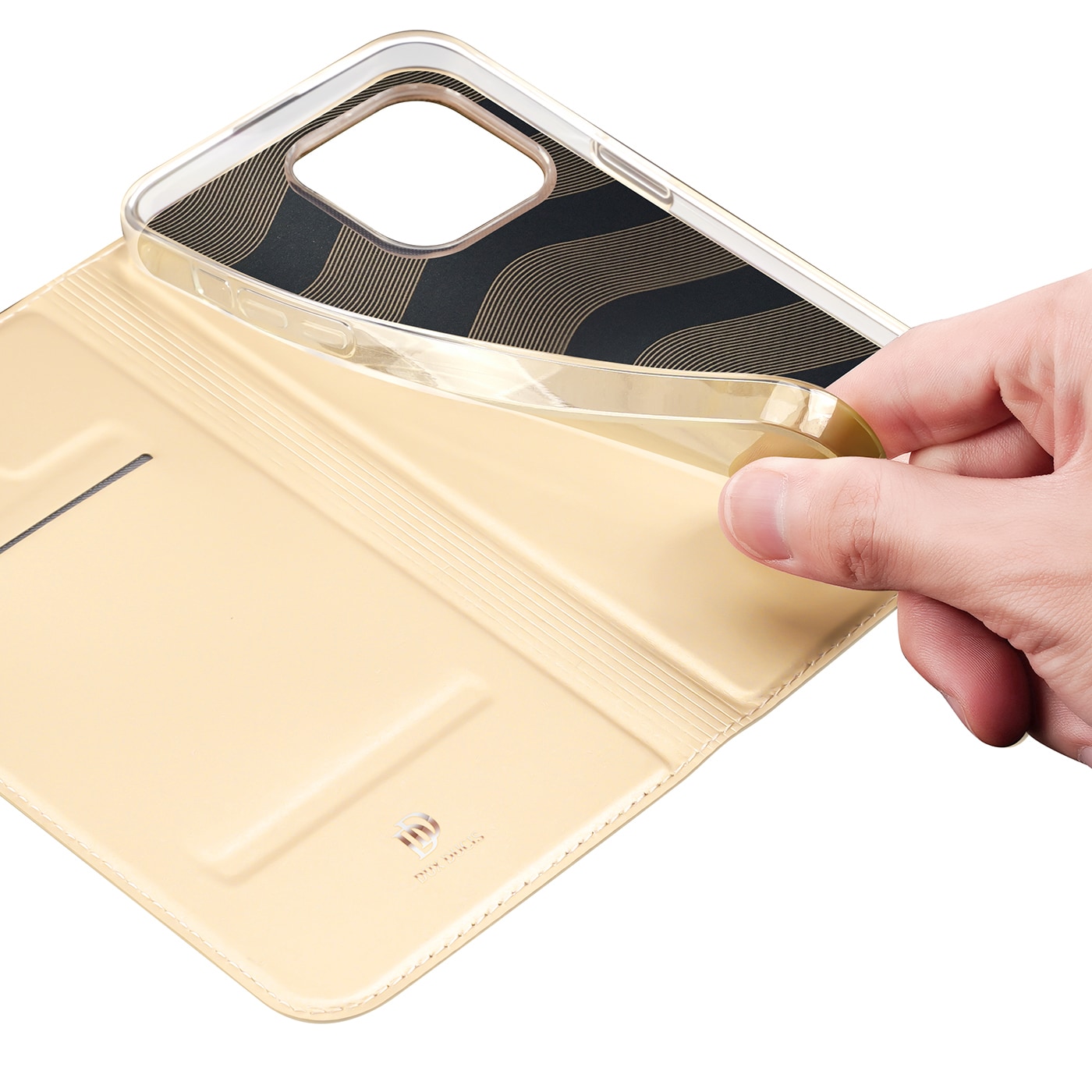 Dux Ducis Skin Pro Holster Flip Cover for iPhone 14 Pro kultainen