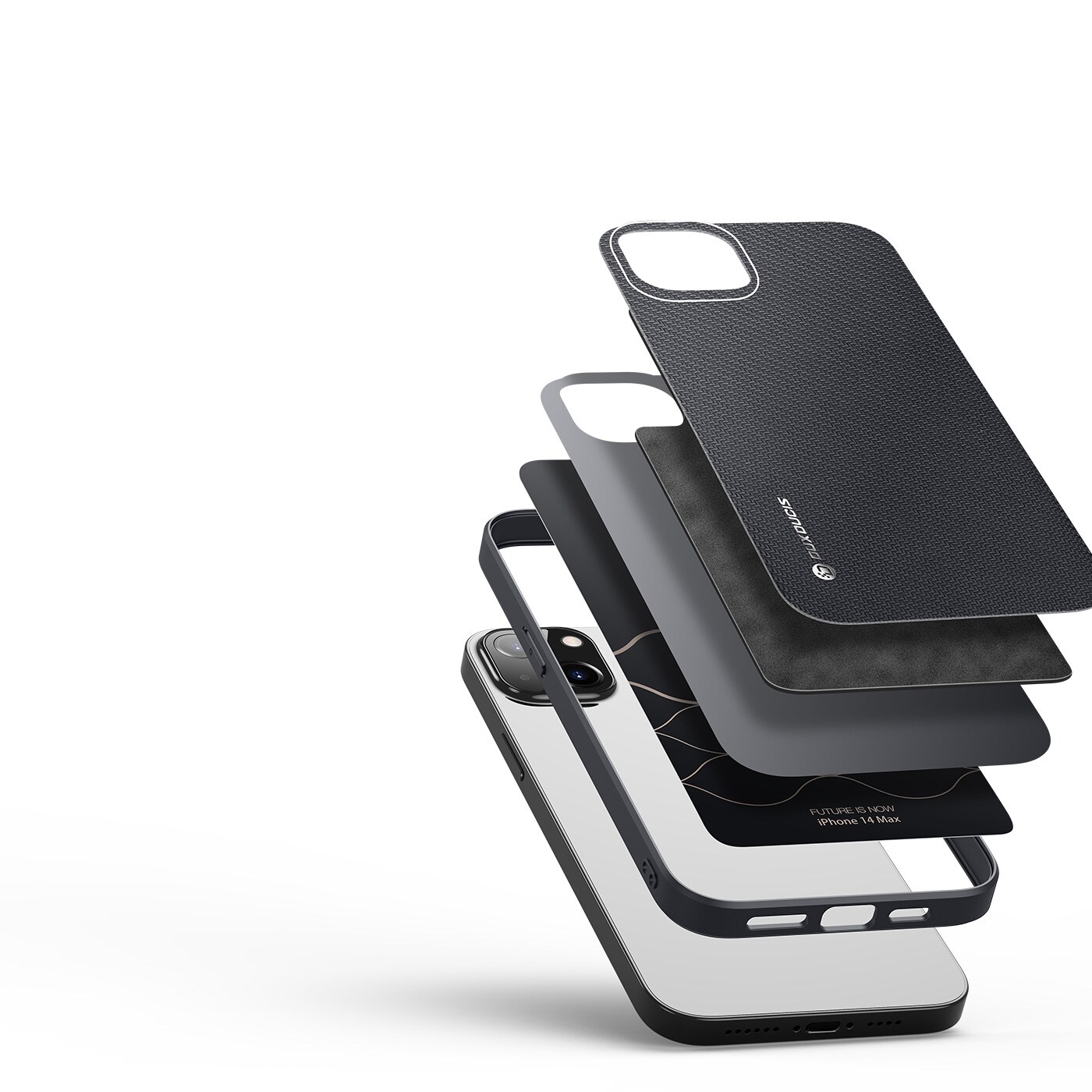 Dux Ducis Fino kotelo kansi nylon peitetty iPhone 14 Plus musta