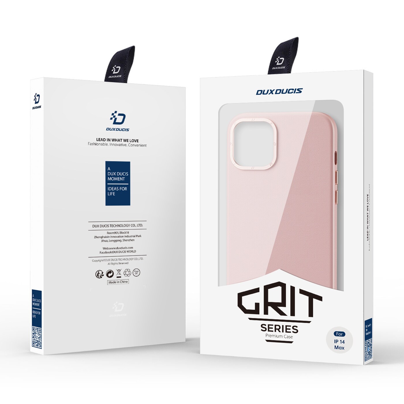 Dux Ducis Grit Leather Case for iPhone 14 Plus, Elegant Faux Leather Cover (MagSafe) - Pink