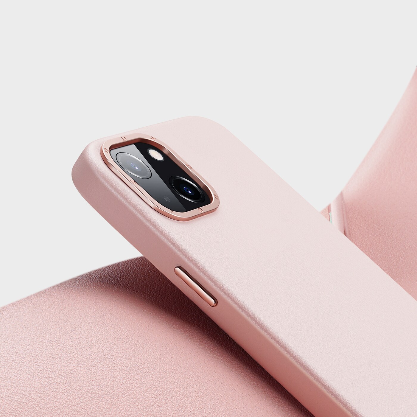 Dux Ducis Grit Leather Case for iPhone 14 Plus, Elegant Faux Leather Cover (MagSafe) - Pink