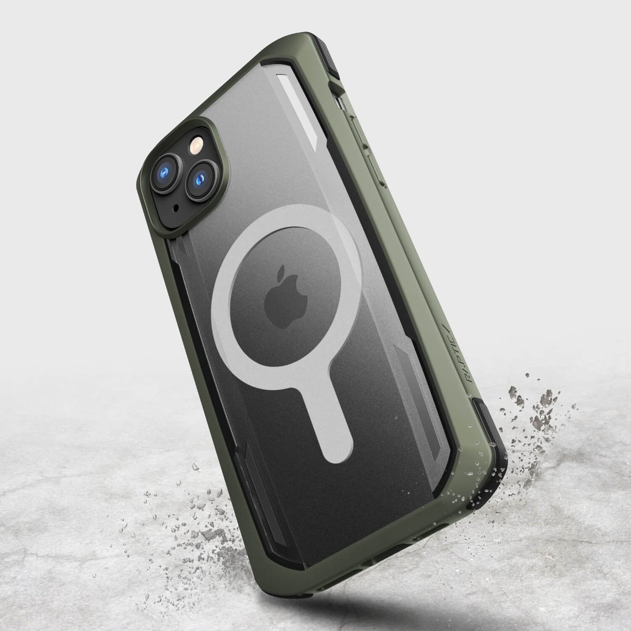 Raptic X-Doria Secure Case iPhone 14 Plus kanssa MagSafe panssaroitu kansi vihreä