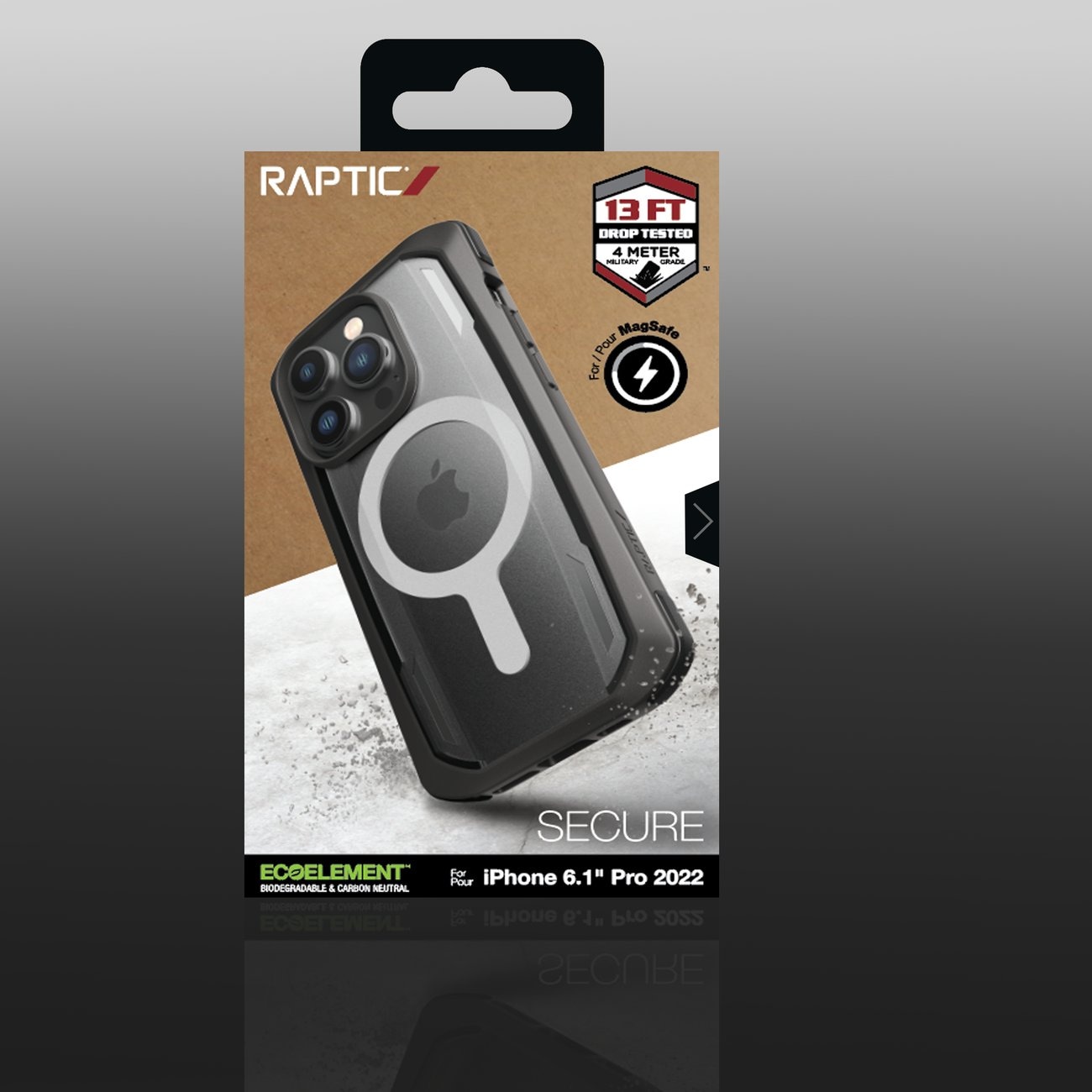Raptic X-Doria Secure Case for iPhone 14 Pro kanssa MagSafe panssaroitu kansi musta