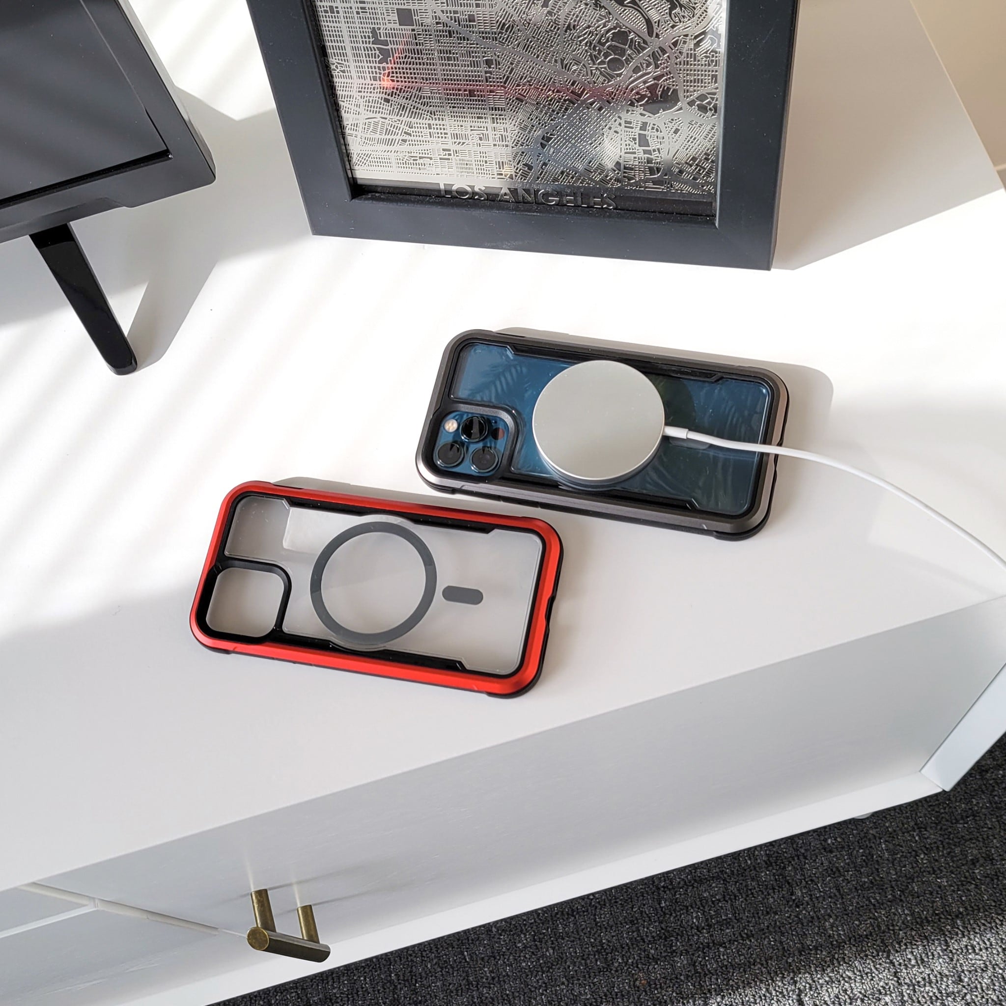 Raptic X-Doria Secure kotelo iPhone 14 Pro MagSafe panssaroitu kansi sininen