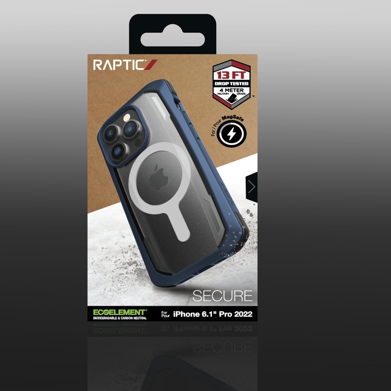 Raptic X-Doria Secure kotelo iPhone 14 Pro MagSafe panssaroitu kansi sininen