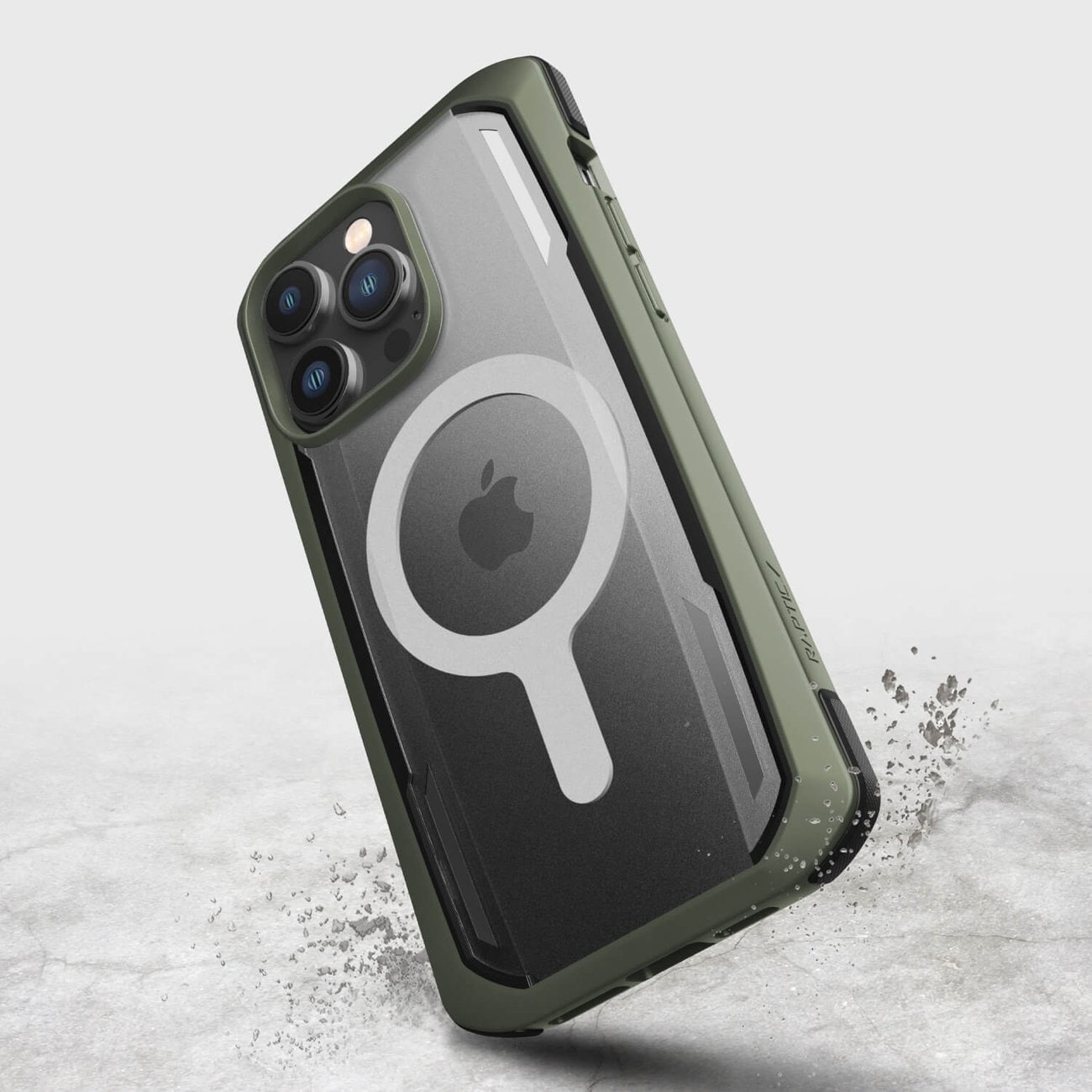 Raptic X-Doria Secure Case iPhone 14 Pro MagSafe panssaroitu suojus vihreä