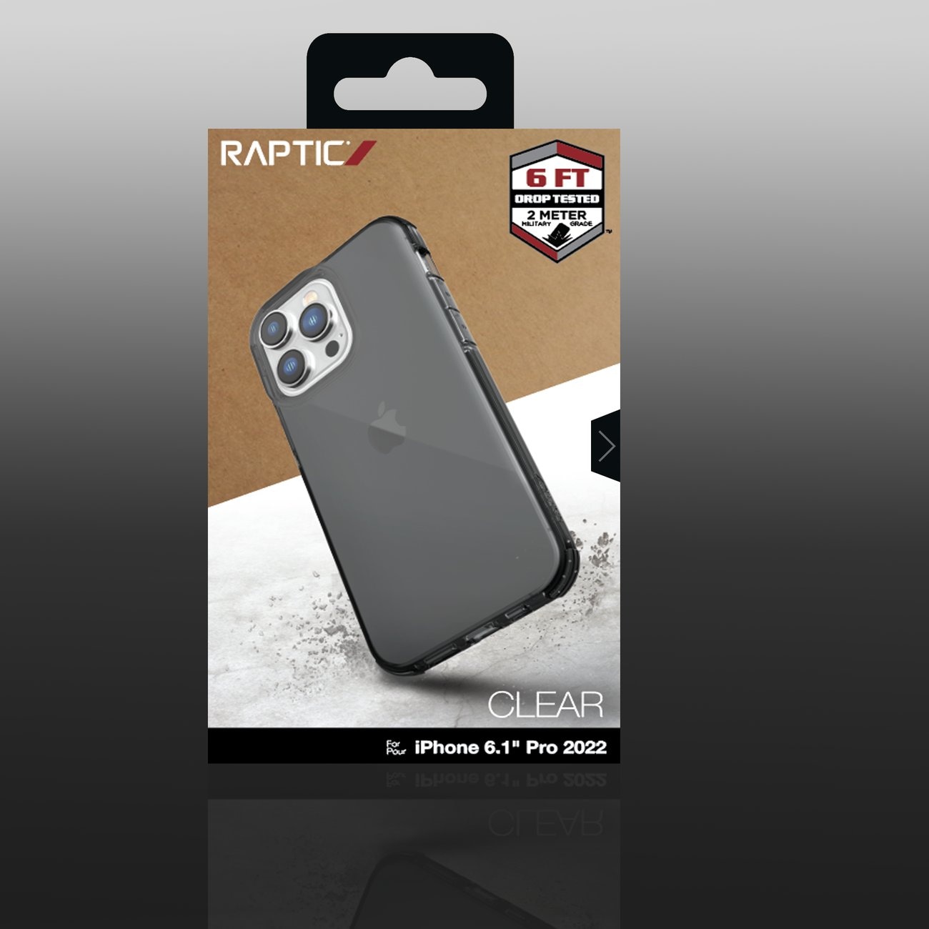 Raptic X-Doria Clear Case iPhone 14 Pro panssaroitu kansi harmaa