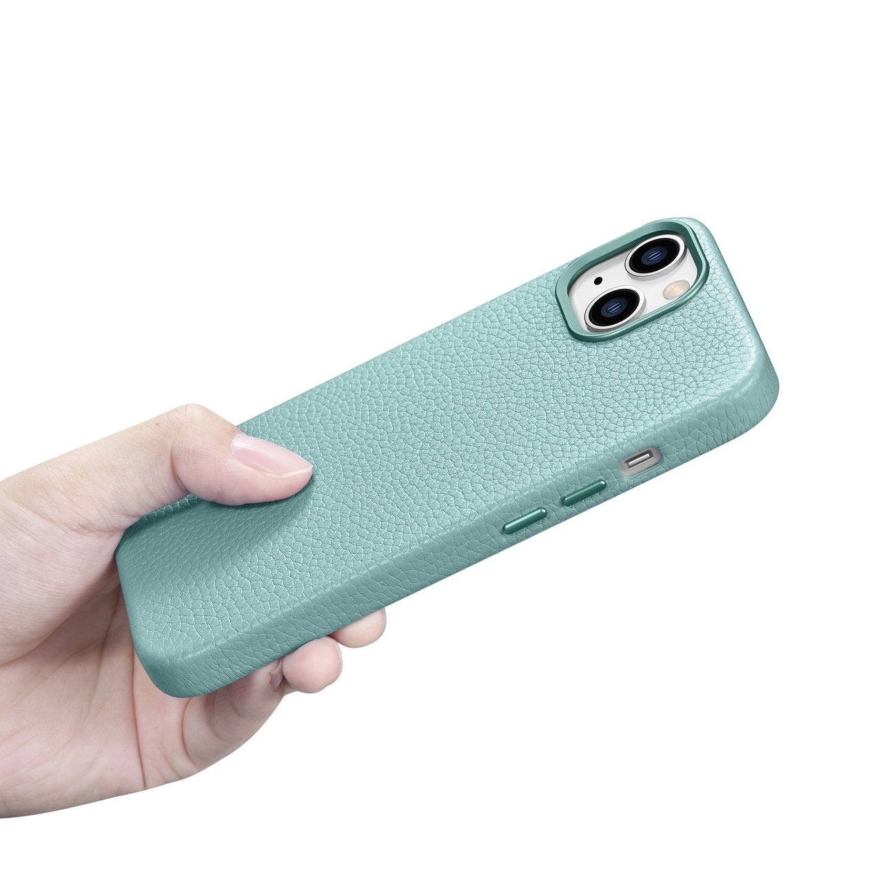 iCarer Litchi Premium Nahkakotelo iPhone 14 Plus Magneettinen MagSafe Vihreä (WMI14220711-GN)