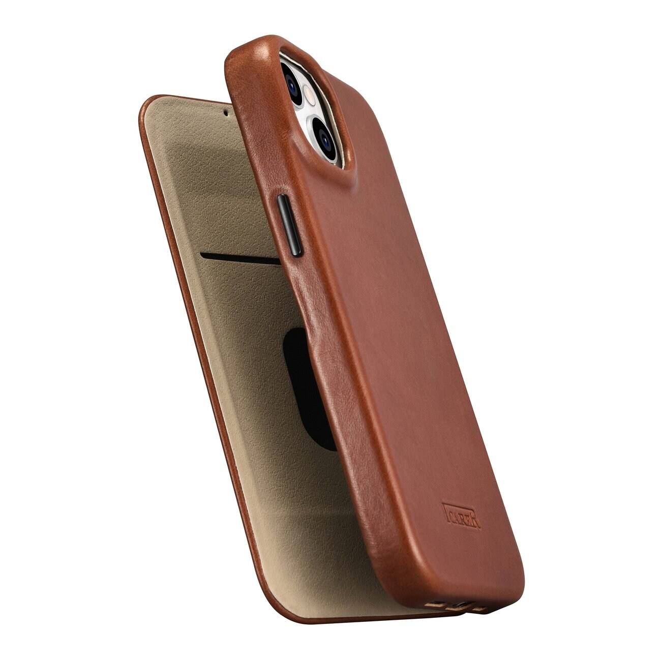 iCarer CE Öljyvaha Premium Nahka Folio Case iPhone 14 Plus magneettisella flipillä MagSafe ruskea