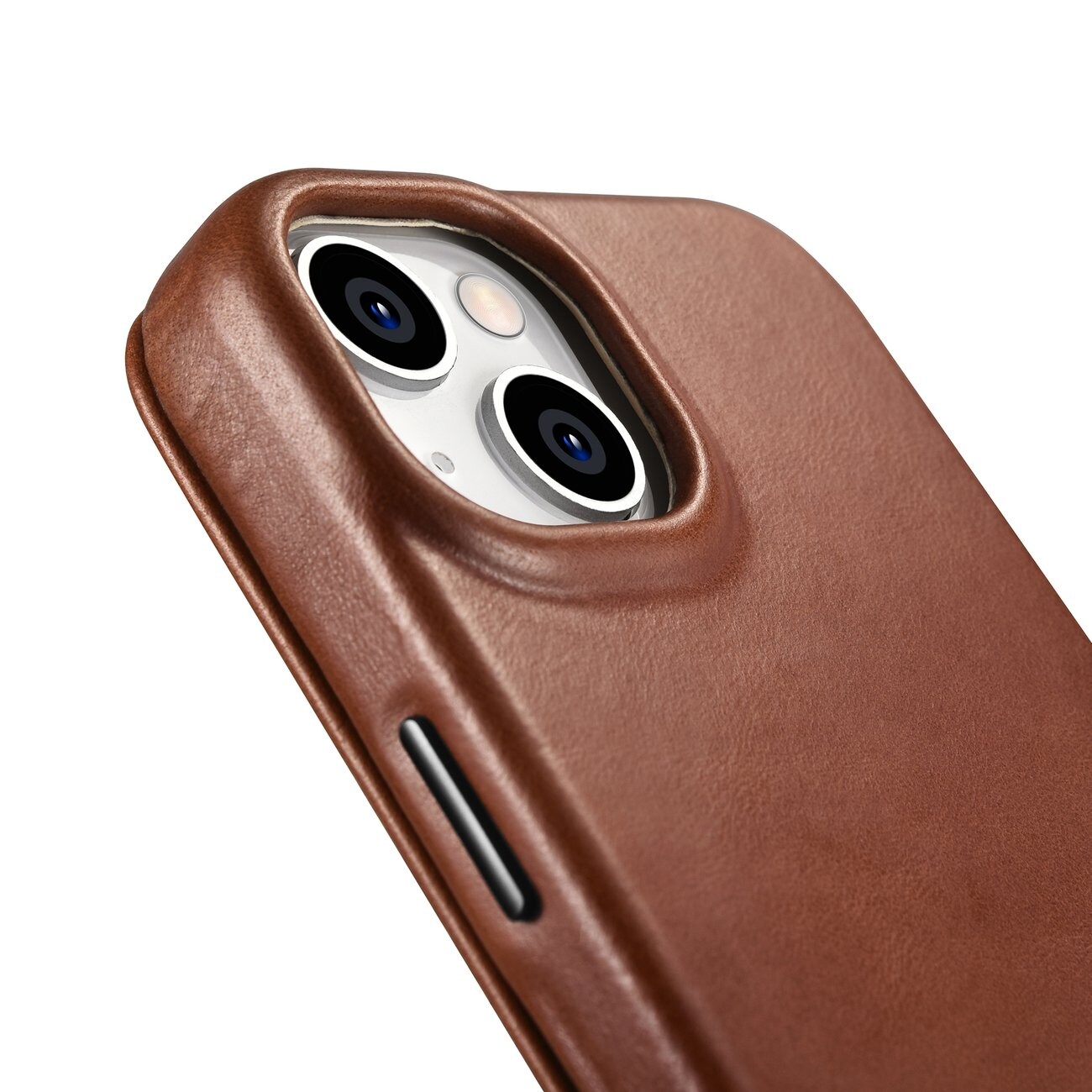 iCarer CE Öljyvaha Premium Nahka Folio Case iPhone 14 Plus magneettisella flipillä MagSafe ruskea