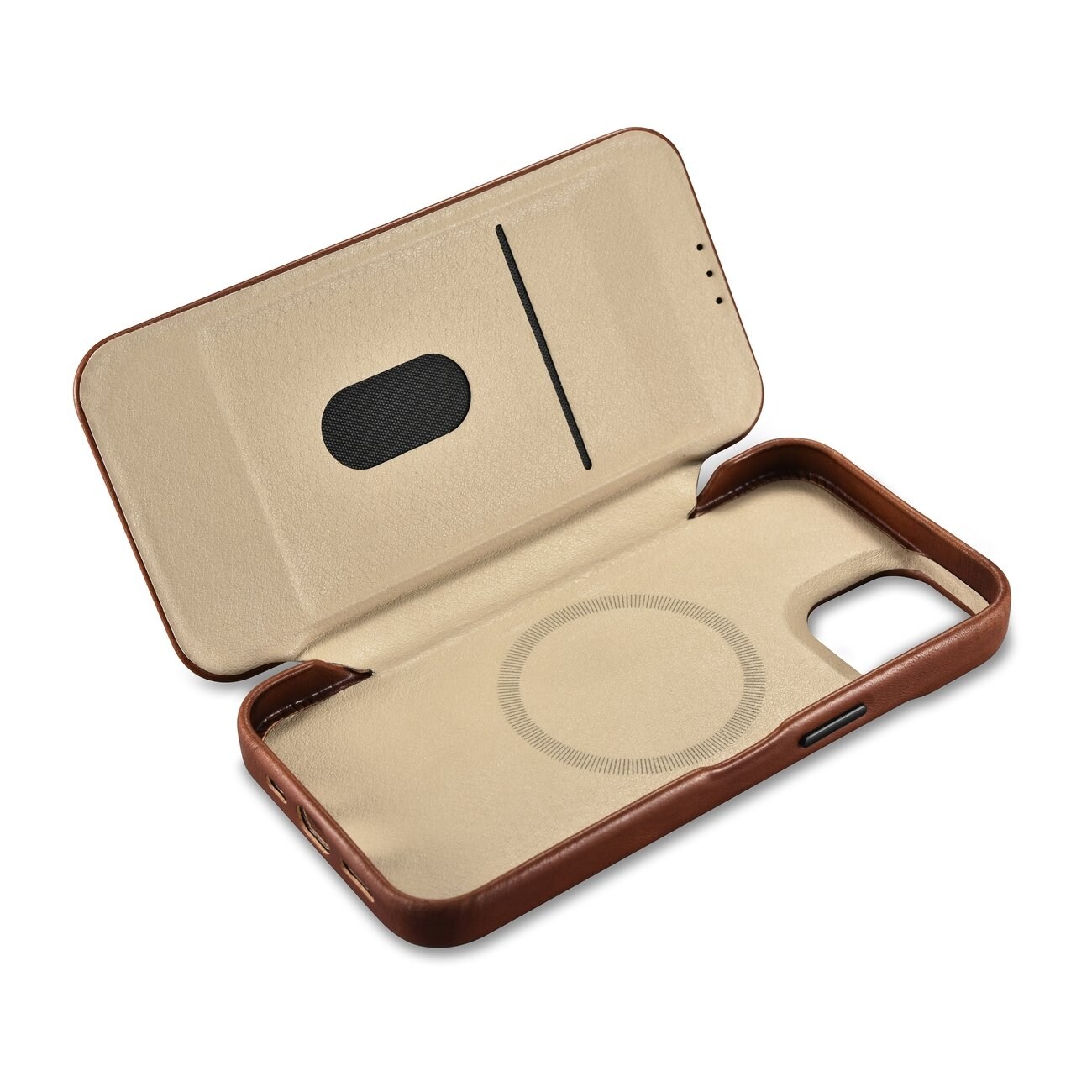 iCarer CE Öljyvaha Premium Nahka Folio Case iPhone 14 Plus magneettisella flipillä MagSafe ruskea