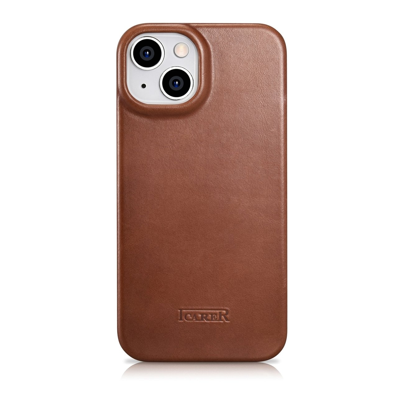 iCarer CE Öljyvaha Premium Nahka Folio Case iPhone 14 Plus magneettisella flipillä MagSafe ruskea
