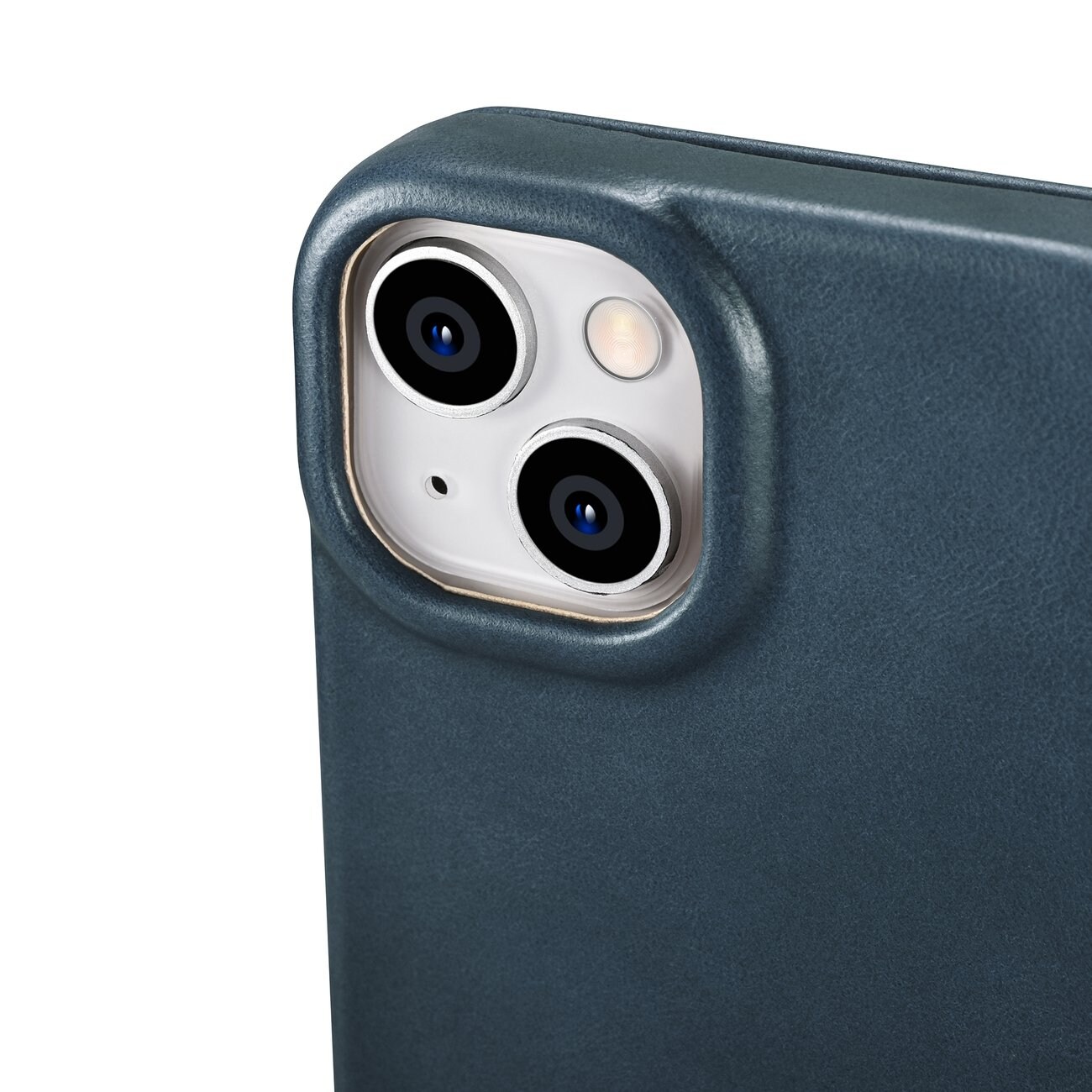 iCarer CE Öljyvaha Premium Nahka Folio Case iPhone 14 Plus magneettinen MagSafe flip sininen