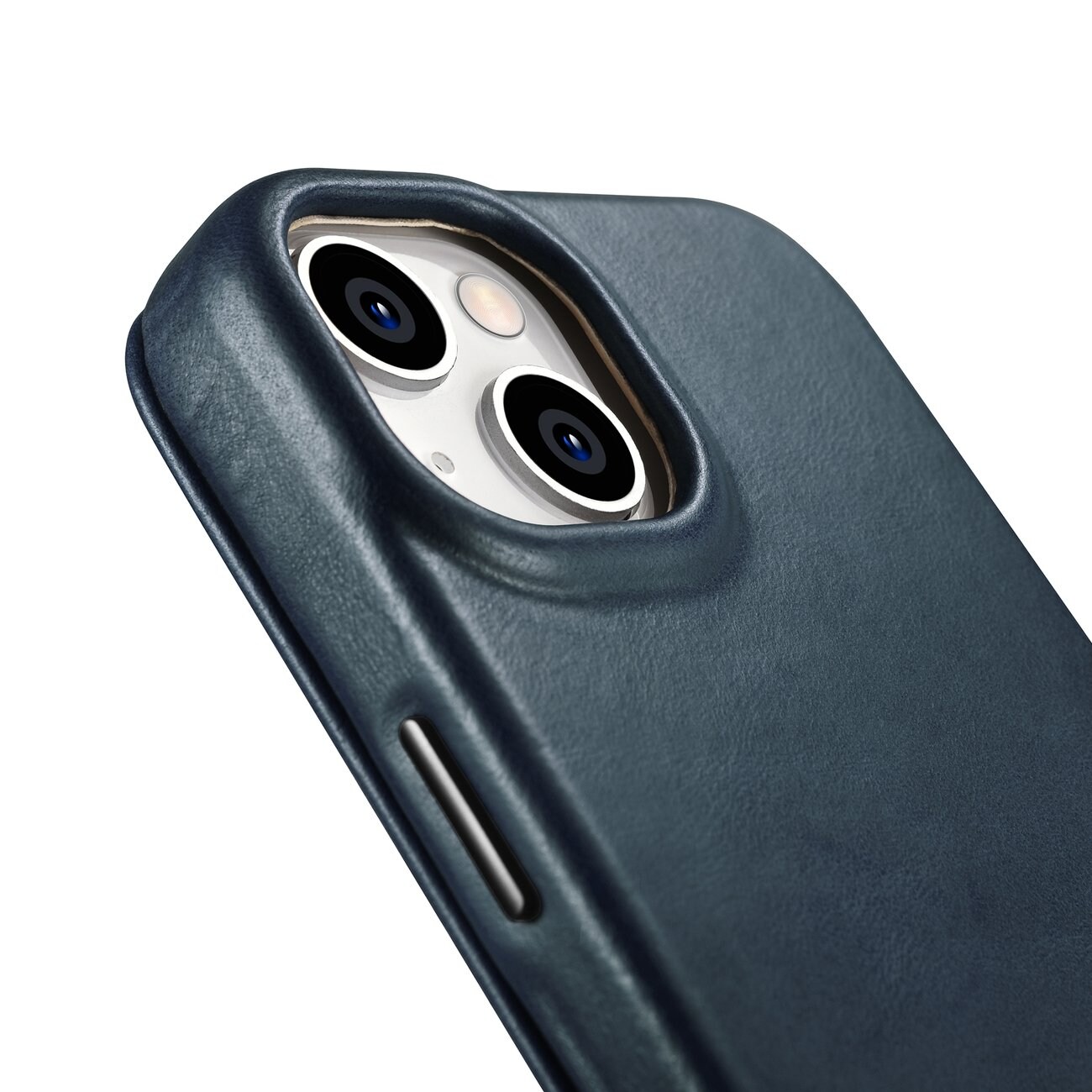 iCarer CE Öljyvaha Premium Nahka Folio Case iPhone 14 Plus magneettinen MagSafe flip sininen