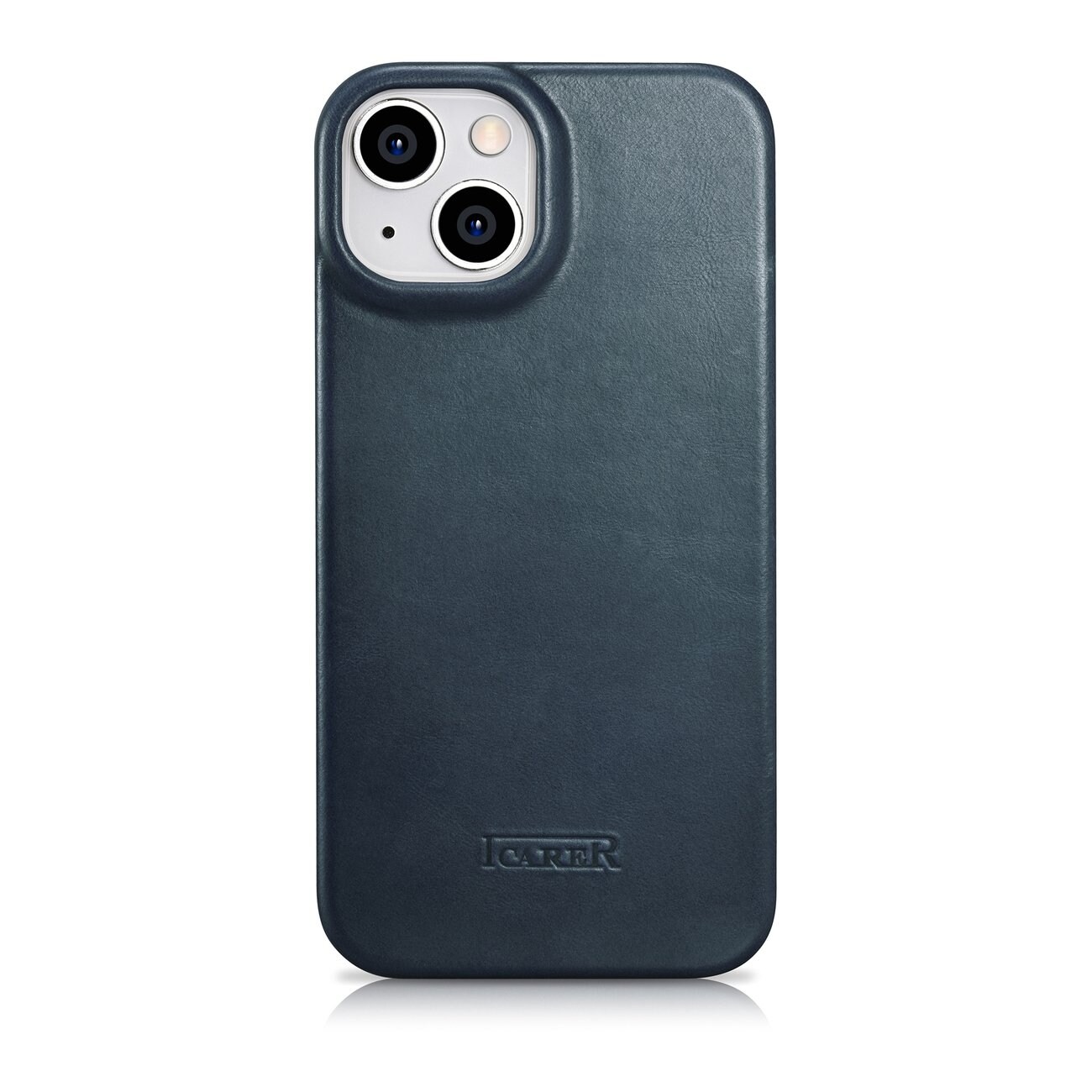 iCarer CE Öljyvaha Premium Nahka Folio Case iPhone 14 Plus magneettinen MagSafe flip sininen
