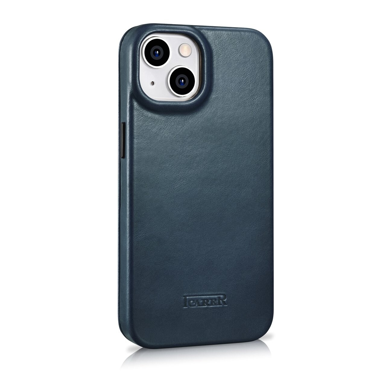 iCarer CE Öljyvaha Premium Nahka Folio Case iPhone 14 Plus magneettinen MagSafe flip sininen
