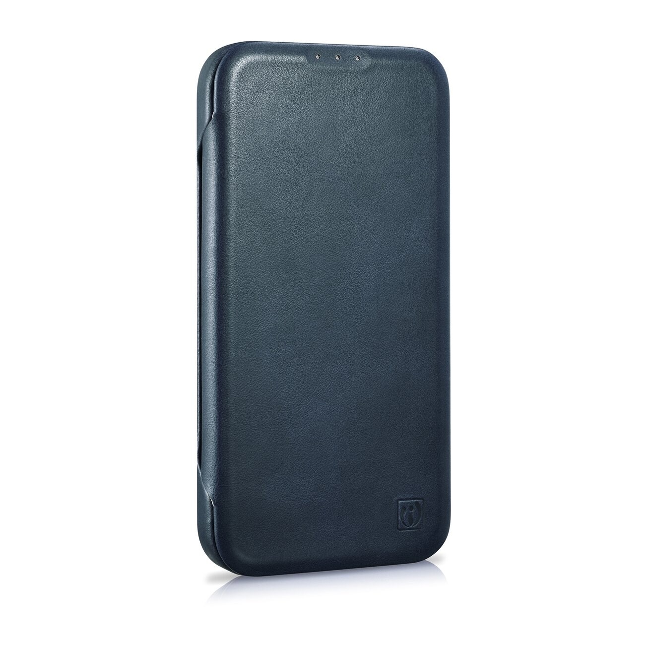 iCarer CE Öljyvaha Premium Nahka Folio Case iPhone 14 Plus magneettinen MagSafe flip sininen