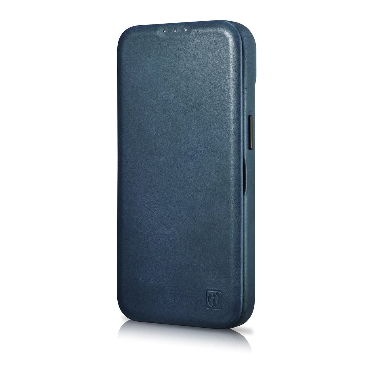 iCarer CE Öljyvaha Premium Nahka Folio Case iPhone 14 Plus magneettinen MagSafe flip sininen