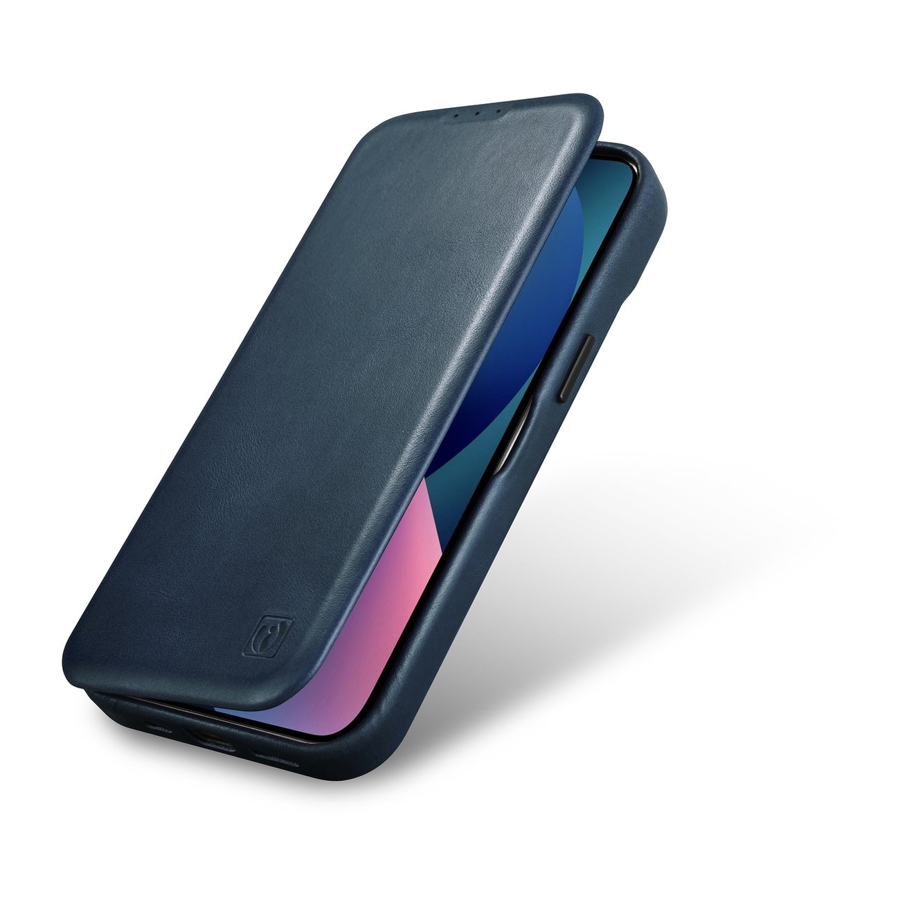 iCarer CE Öljyvaha Premium Nahka Folio Case iPhone 14 Plus magneettinen MagSafe flip sininen