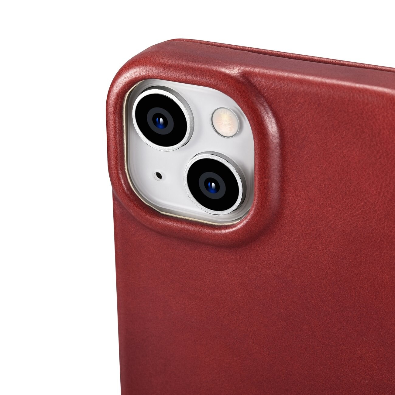 iCarer Premium Nahka Folio Case iPhone 14 Plus Magneettinen Flip MagSafe Punainen (AKI14220707-RD)