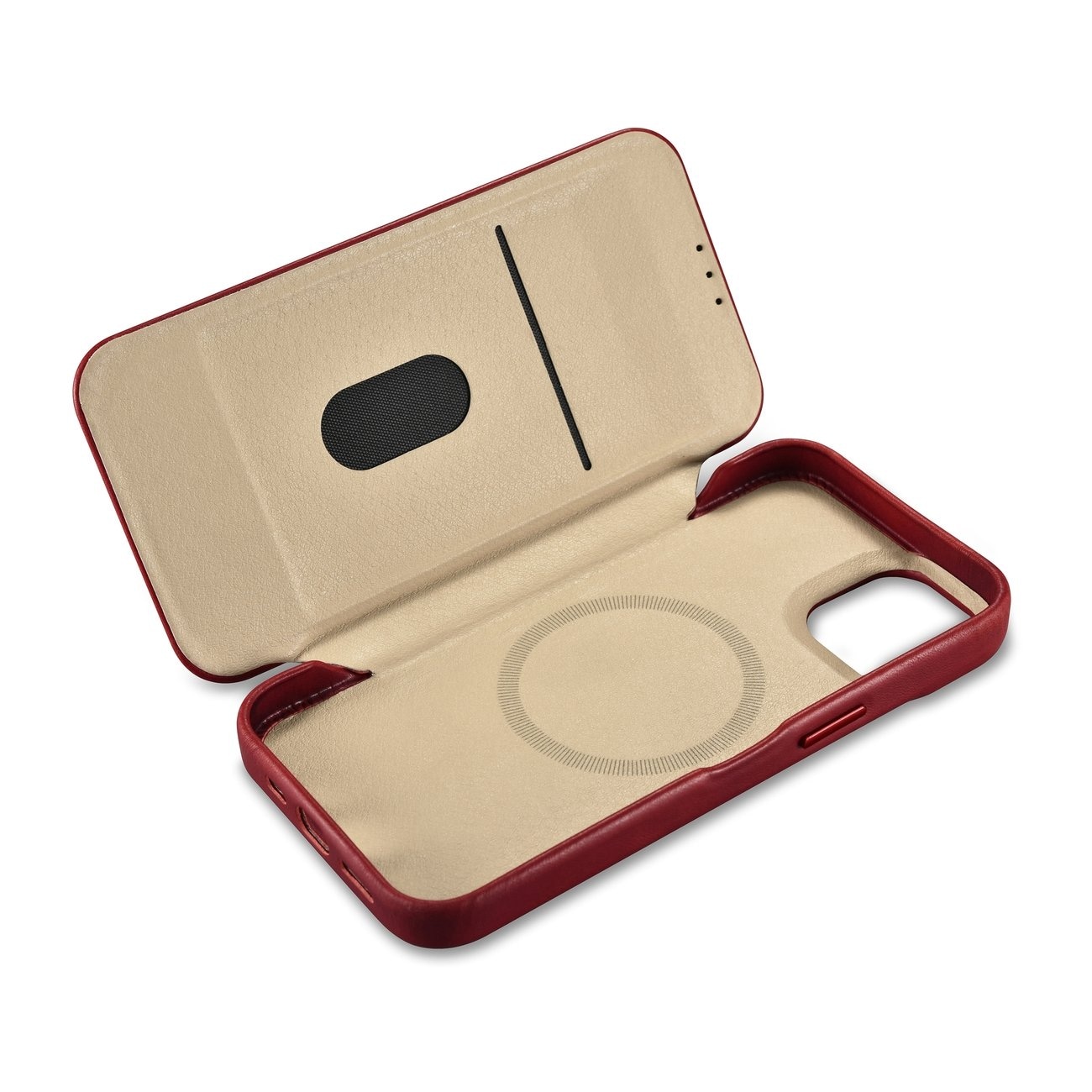 iCarer Premium Nahka Folio Case iPhone 14 Plus Magneettinen Flip MagSafe Punainen (AKI14220707-RD)