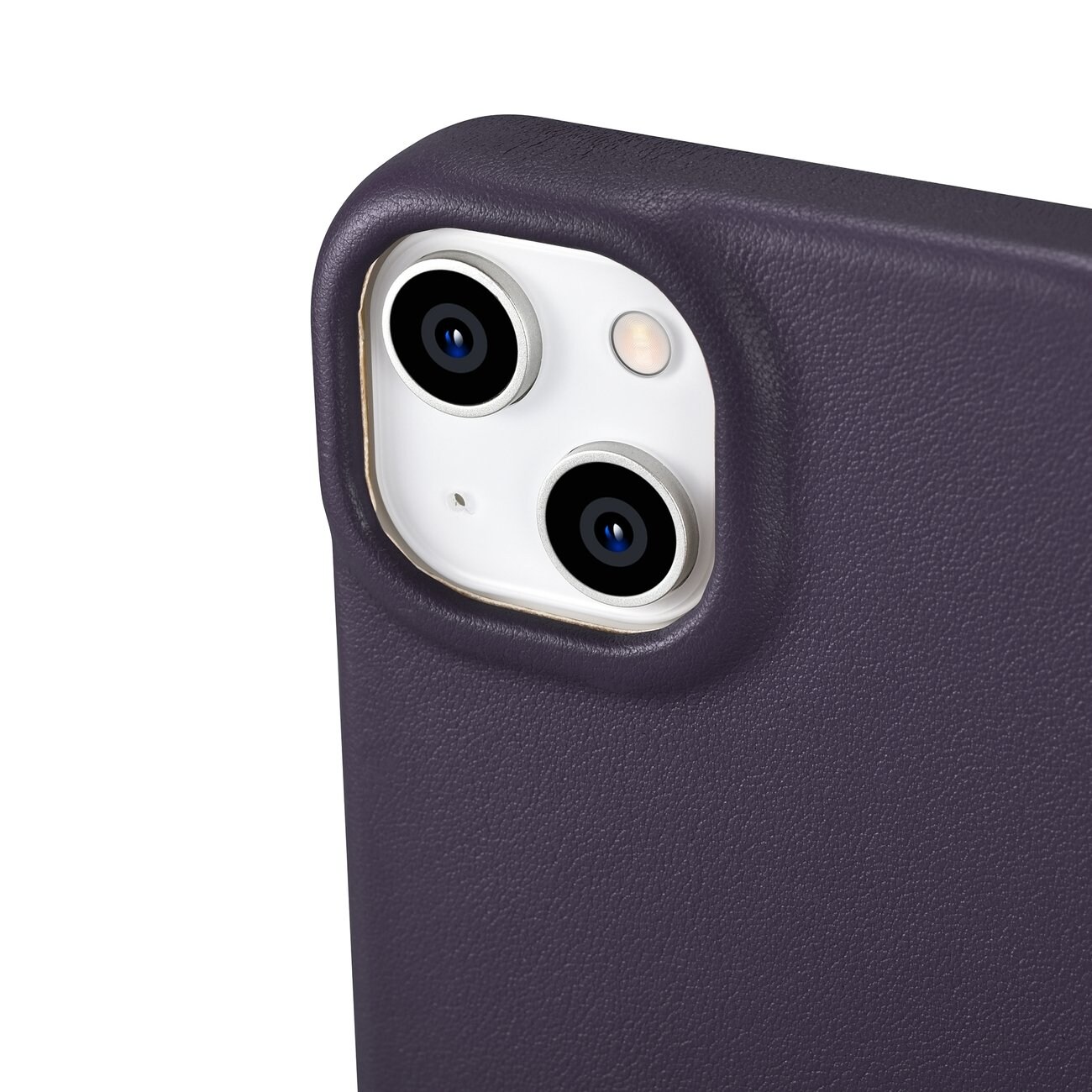iCarer CE Premium Nahka Folio Case iPhone 14 Plus Magneettinen Flip MagSafe Tumman violetti