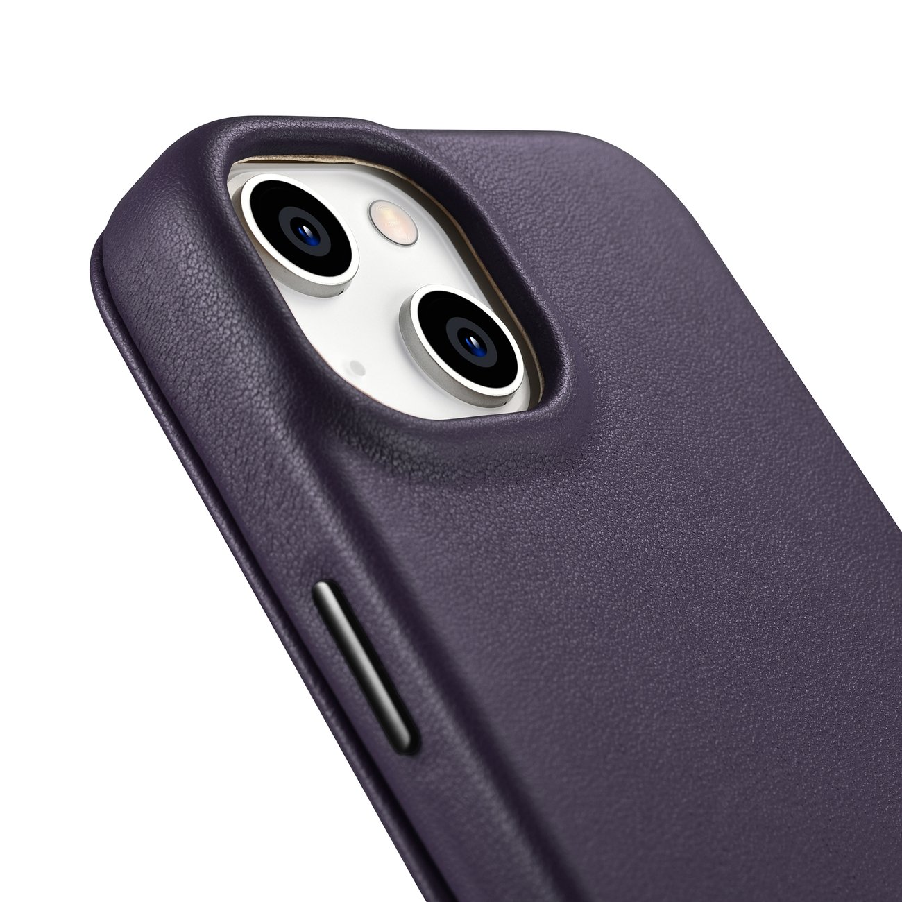 iCarer CE Premium Nahka Folio Case iPhone 14 Plus Magneettinen Flip MagSafe Tumman violetti