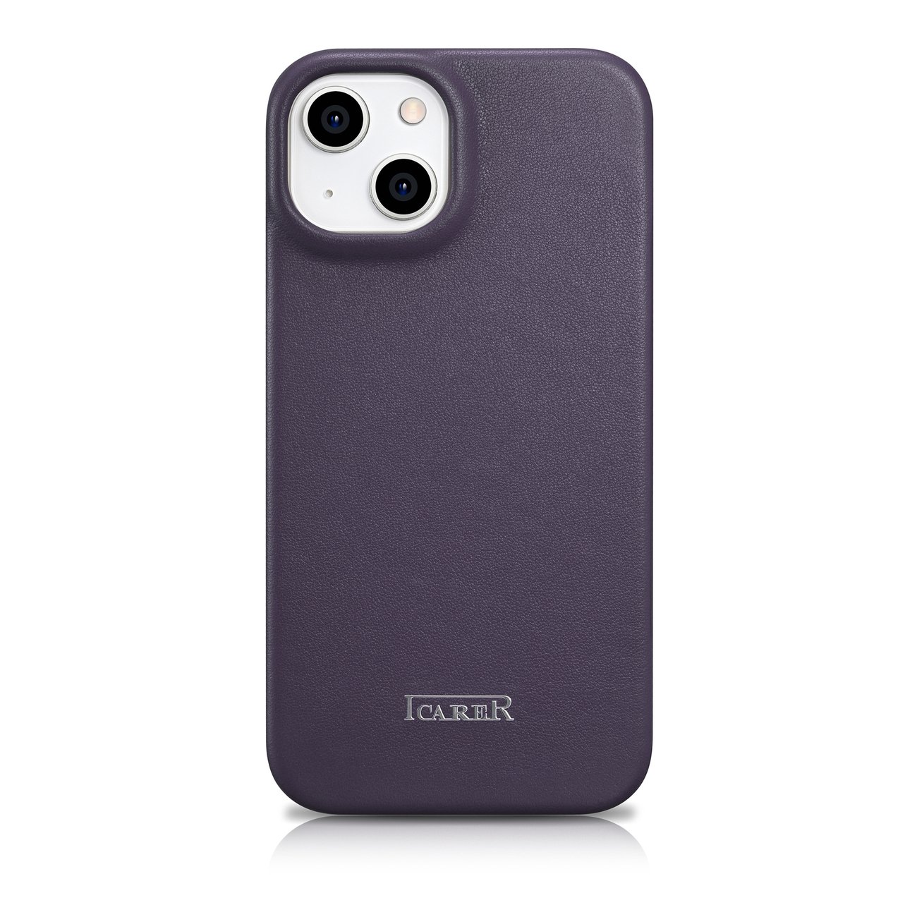 iCarer CE Premium Nahka Folio Case iPhone 14 Plus Magneettinen Flip MagSafe Tumman violetti