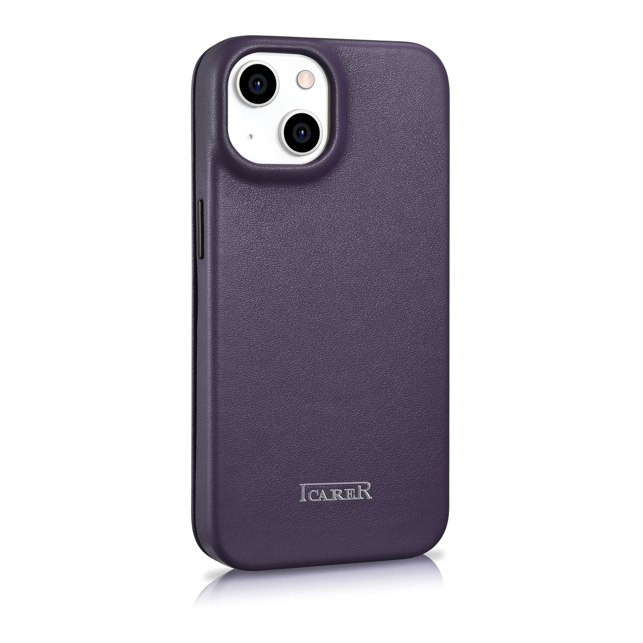 iCarer CE Premium Nahka Folio Case iPhone 14 Plus Magneettinen Flip MagSafe Tumman violetti
