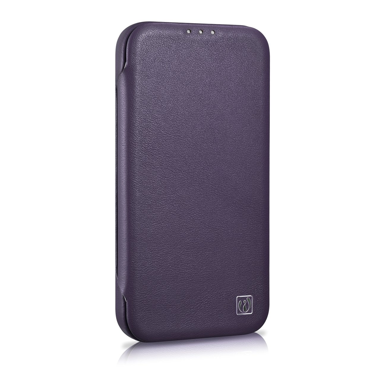 iCarer CE Premium Nahka Folio Case iPhone 14 Plus Magneettinen Flip MagSafe Tumman violetti
