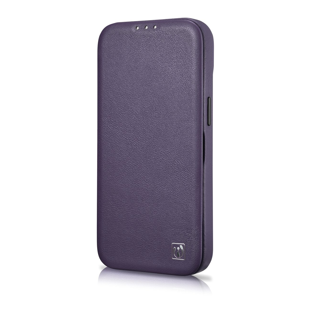 iCarer CE Premium Nahka Folio Case iPhone 14 Plus Magneettinen Flip MagSafe Tumman violetti