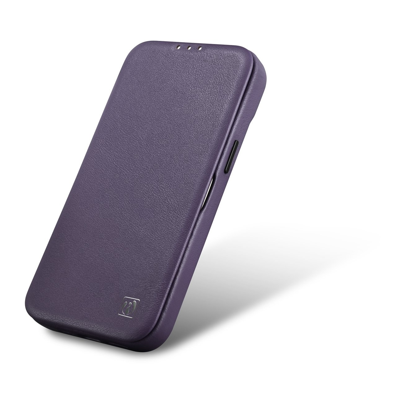 iCarer CE Premium Nahka Folio Case iPhone 14 Plus Magneettinen Flip MagSafe Tumman violetti