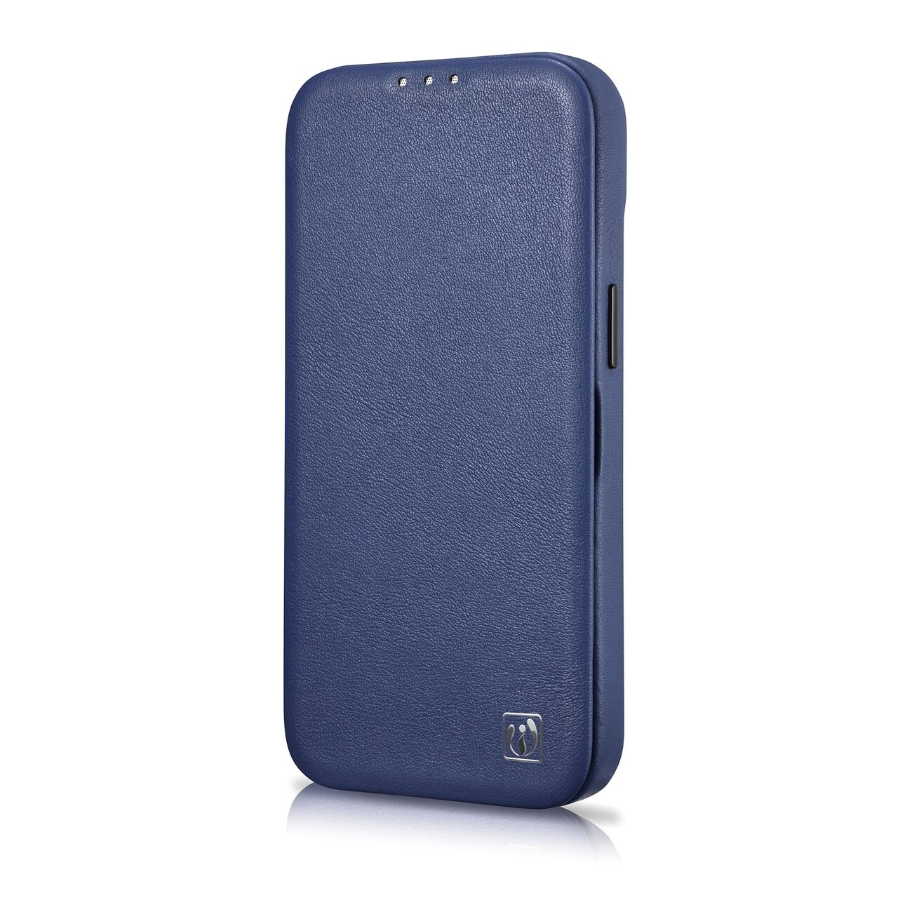 iCarer CE Premium Nahka Folio Case for iPhone 14 Plus, Magneettinen Flip, MagSafe, Blue