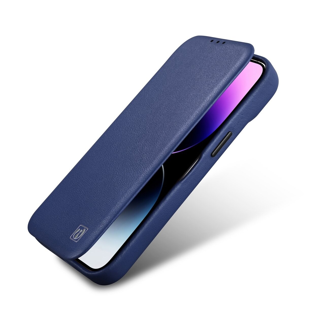 iCarer CE Premium Nahka Folio Case for iPhone 14 Plus, Magneettinen Flip, MagSafe, Blue
