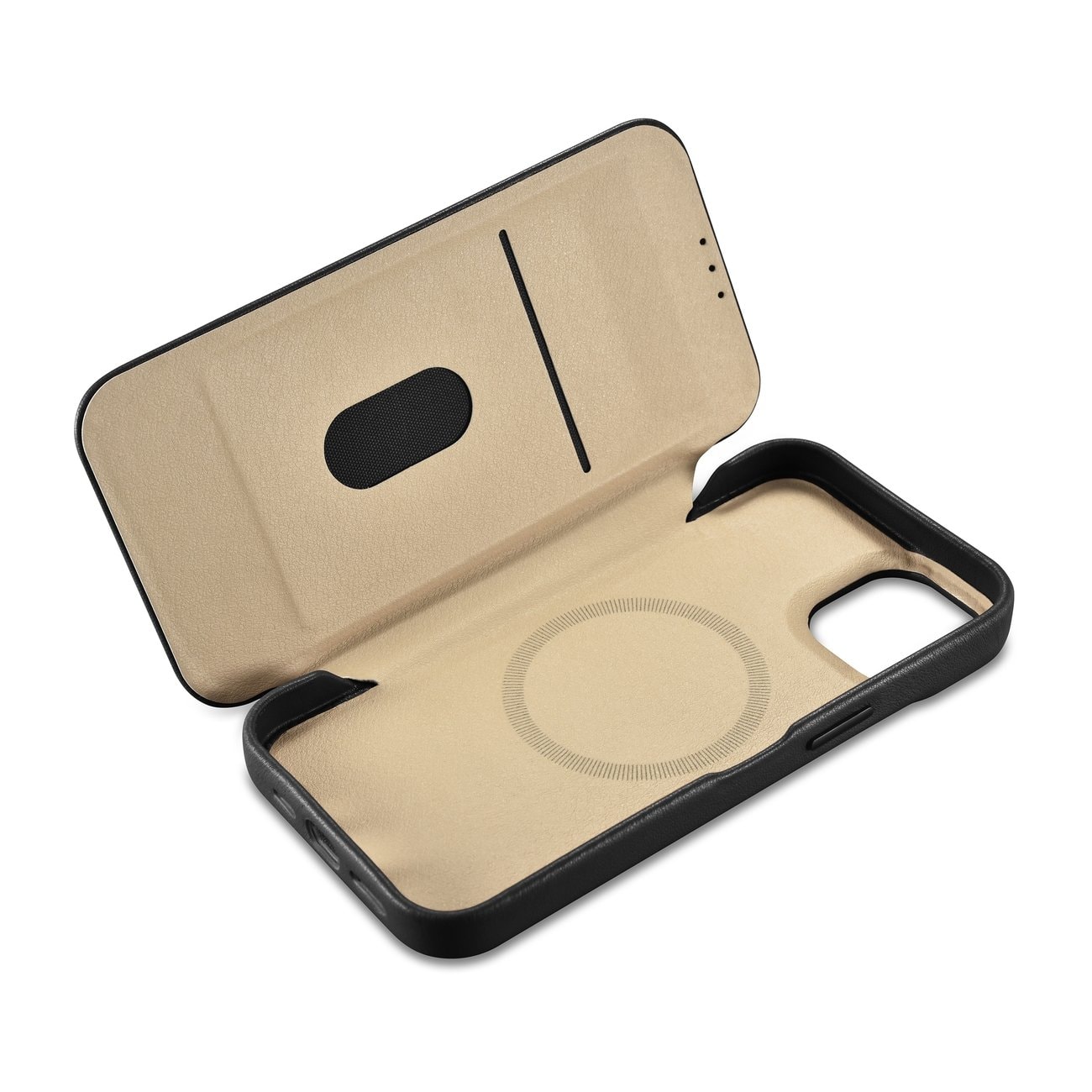 iCarer CE Premium Nahka Folio Case iPhone 14 Plus Magneettinen Flip MagSafe musta (WMI14220715-BK)