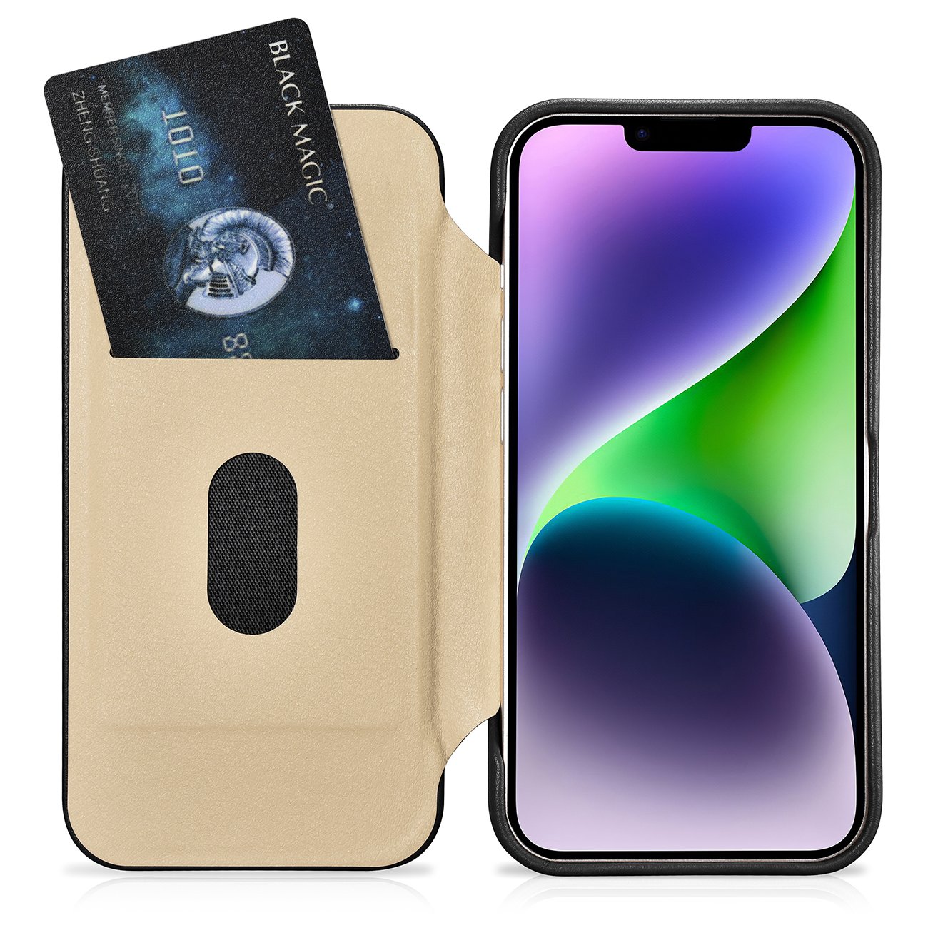 iCarer CE Premium Nahka Folio Case iPhone 14 Plus Magneettinen Flip MagSafe musta (WMI14220715-BK)