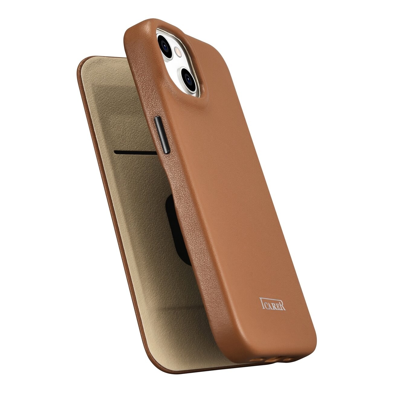 iCarer CE Premium Leather Folio Case iPhone 14 Plus MagSafe Magnetic Flip Brown (WMI14220715-BN)