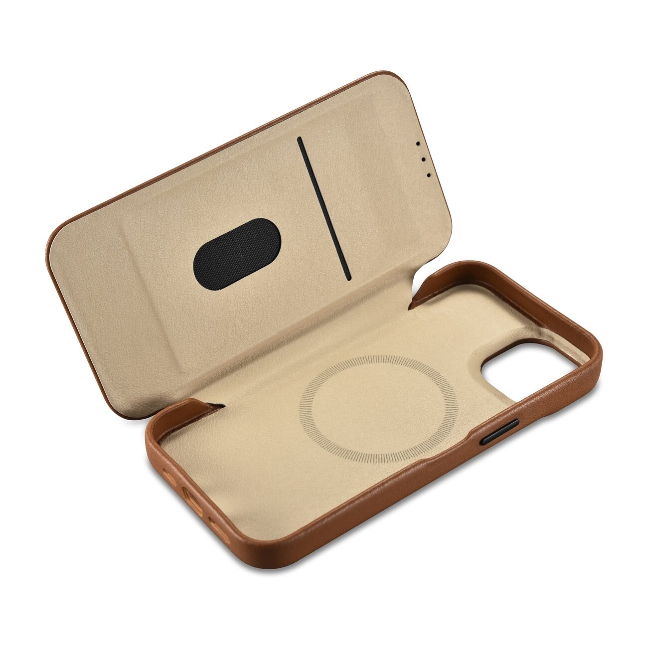 iCarer CE Premium Leather Folio Case iPhone 14 Plus MagSafe Magnetic Flip Brown (WMI14220715-BN)