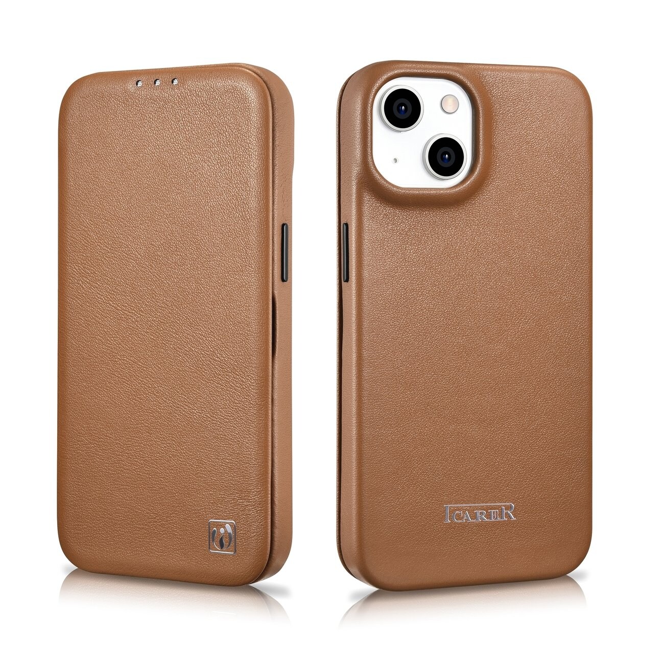iCarer CE Premium Leather Folio Case iPhone 14 Plus MagSafe Magnetic Flip Brown (WMI14220715-BN)