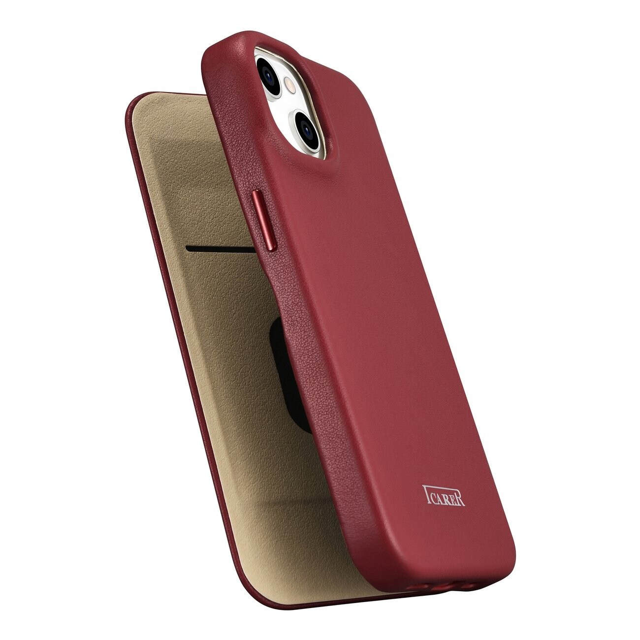 iCarer CE Premium Nahka Folio Case iPhone 14 Plus Magneettinen MagSafe Punainen (WMI14220715-RD)