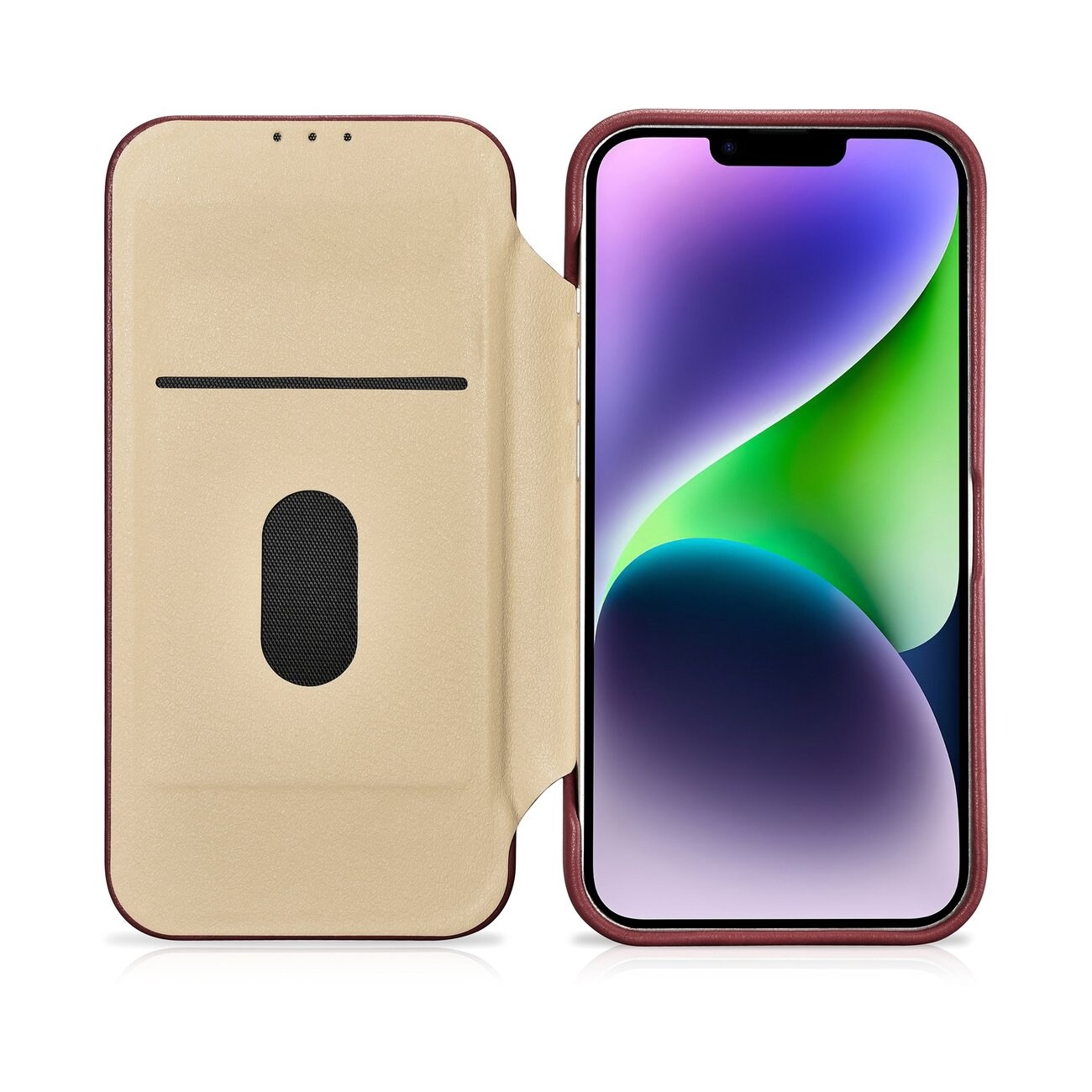 iCarer CE Premium Nahka Folio Case iPhone 14 Plus Magneettinen MagSafe Punainen (WMI14220715-RD)