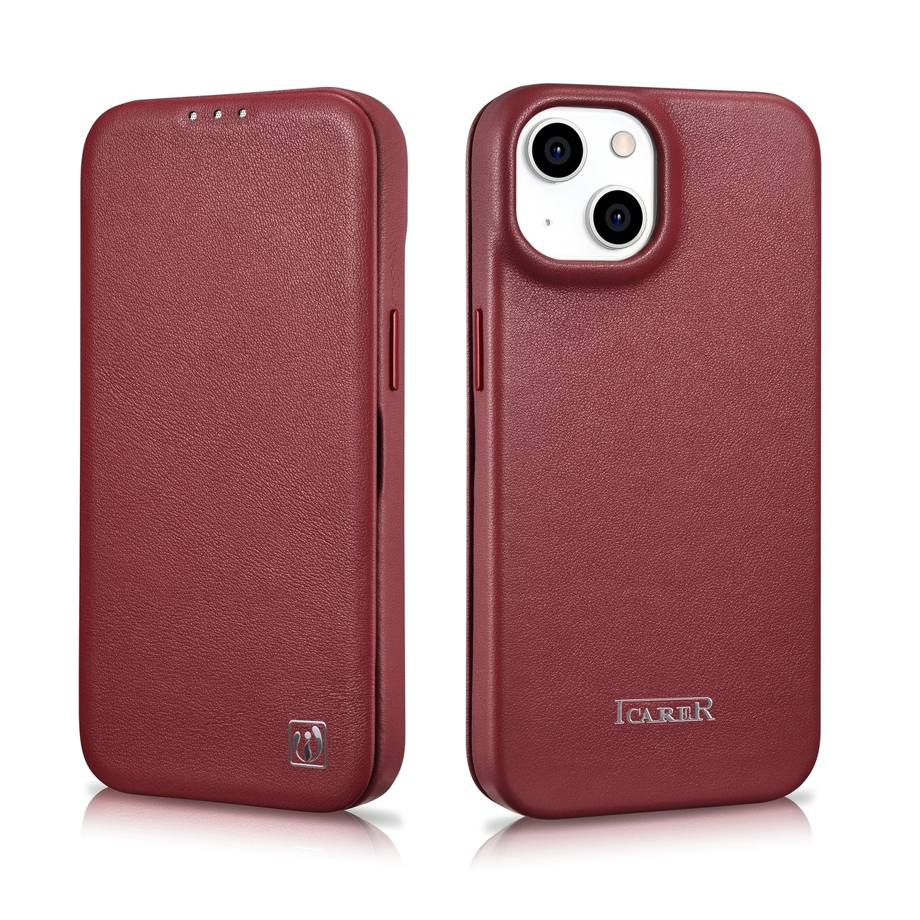 iCarer CE Premium Nahka Folio Case iPhone 14 Plus Magneettinen MagSafe Punainen (WMI14220715-RD)
