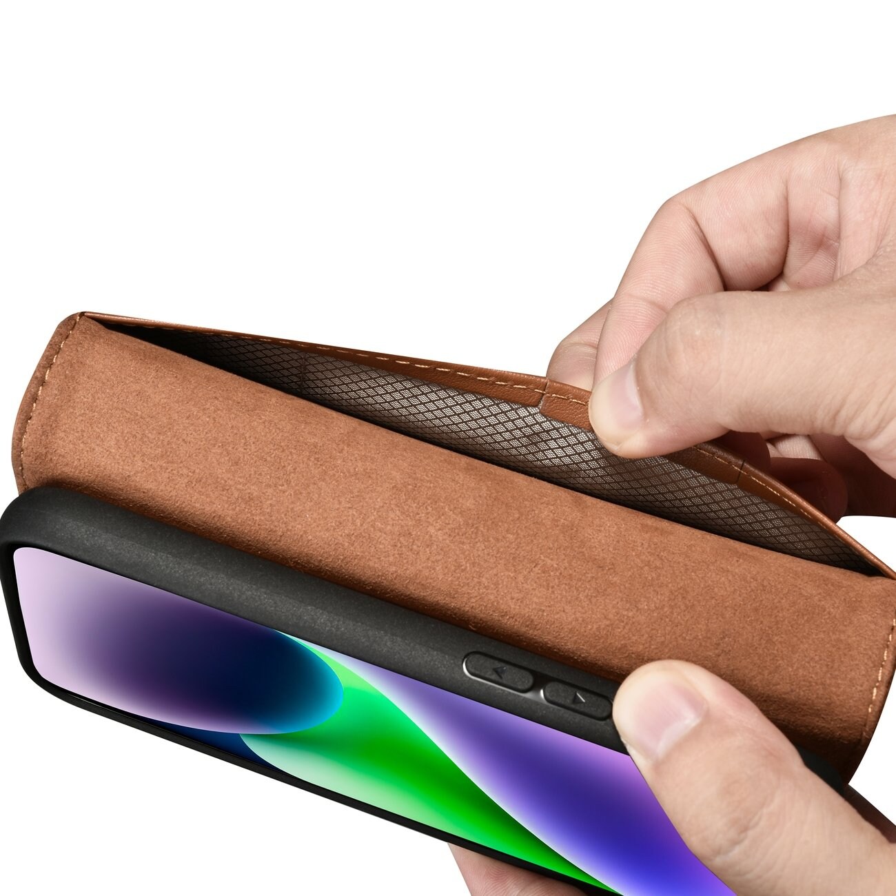 iCarer Lompakko Case 2in1 Cover iPhone 14 Plus Anti-RFID Nahka Flip Case Ruskea (WMI14220727-BN)