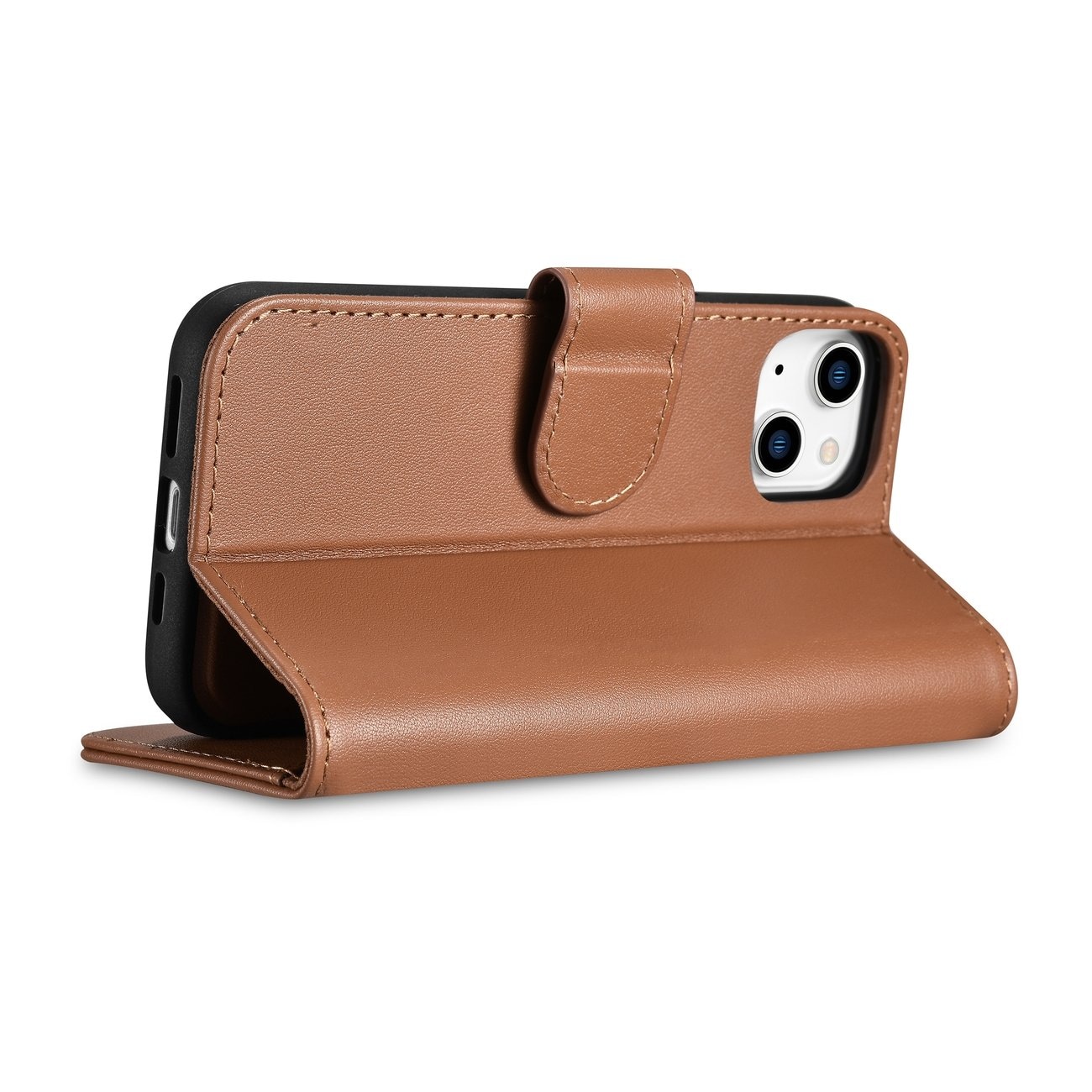 iCarer Lompakko Case 2in1 Cover iPhone 14 Plus Anti-RFID Nahka Flip Case Ruskea (WMI14220727-BN)