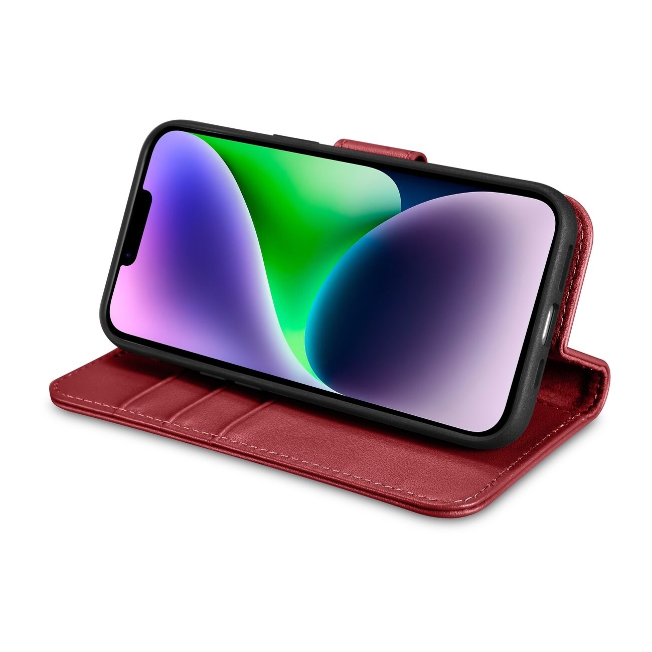 iCarer Lompakko Case 2in1 Cover iPhone 14 Plus Anti-RFID Nahka Flip Cover Punainen (WMI14220727-RD)