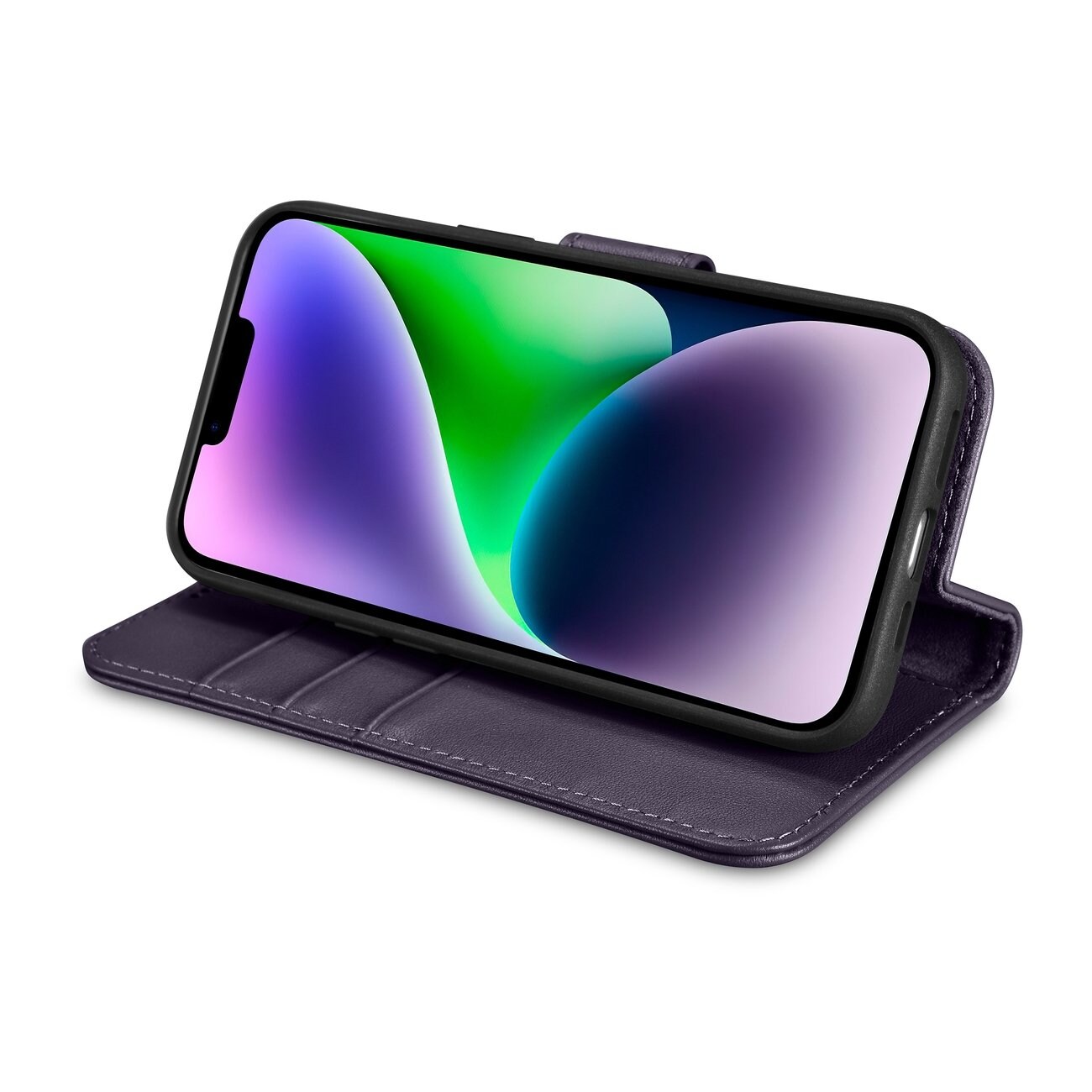 iCarer 2in1 Lompakko Case iPhone 14 Plus Anti-RFID Tumman violetti Flip Cover (WMI14220727-DP)