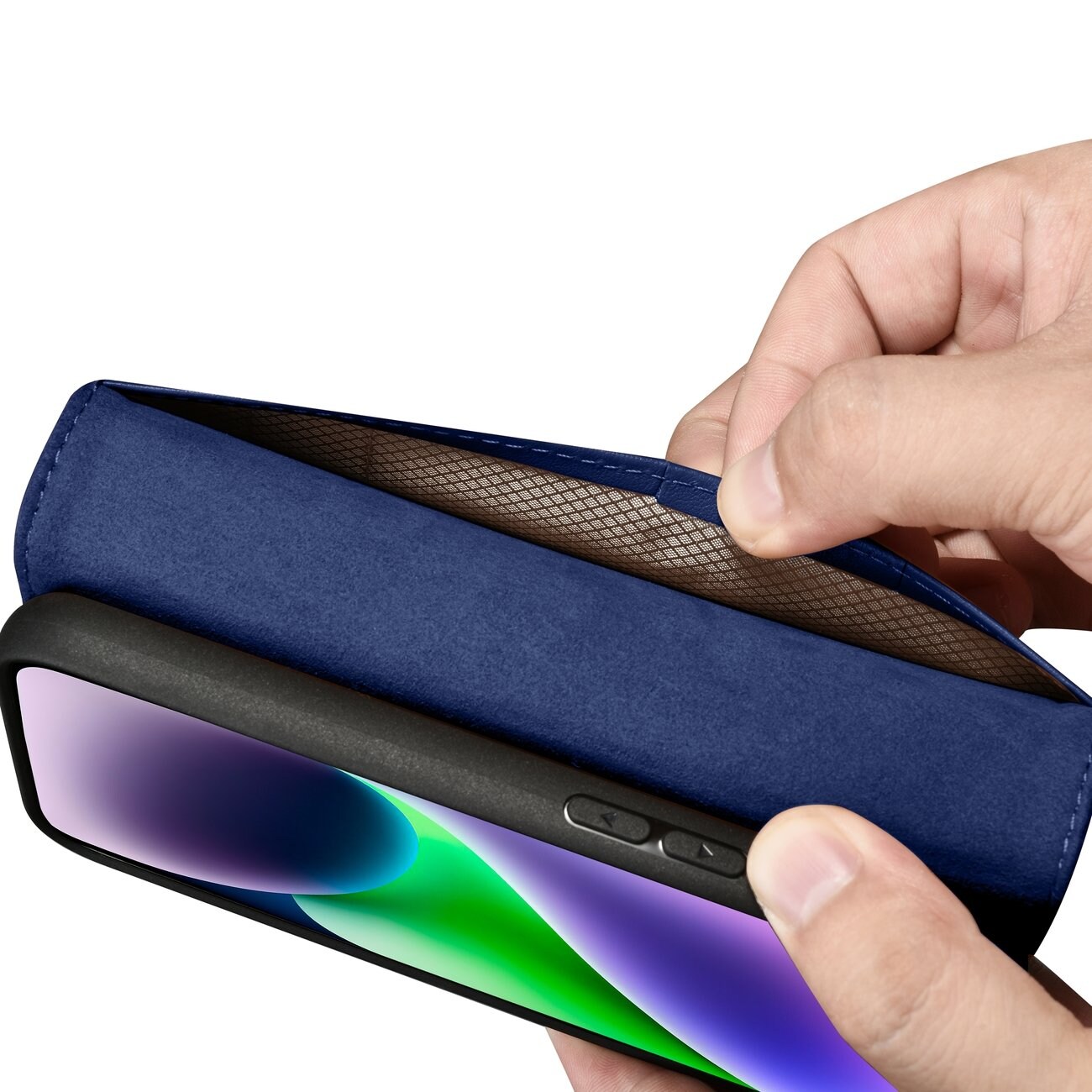 iCarer Lompakko Asia 2in1 Cover iPhone 14 Plus Anti-RFID Nahka Flip Case Sininen (WMI14220727-BU)